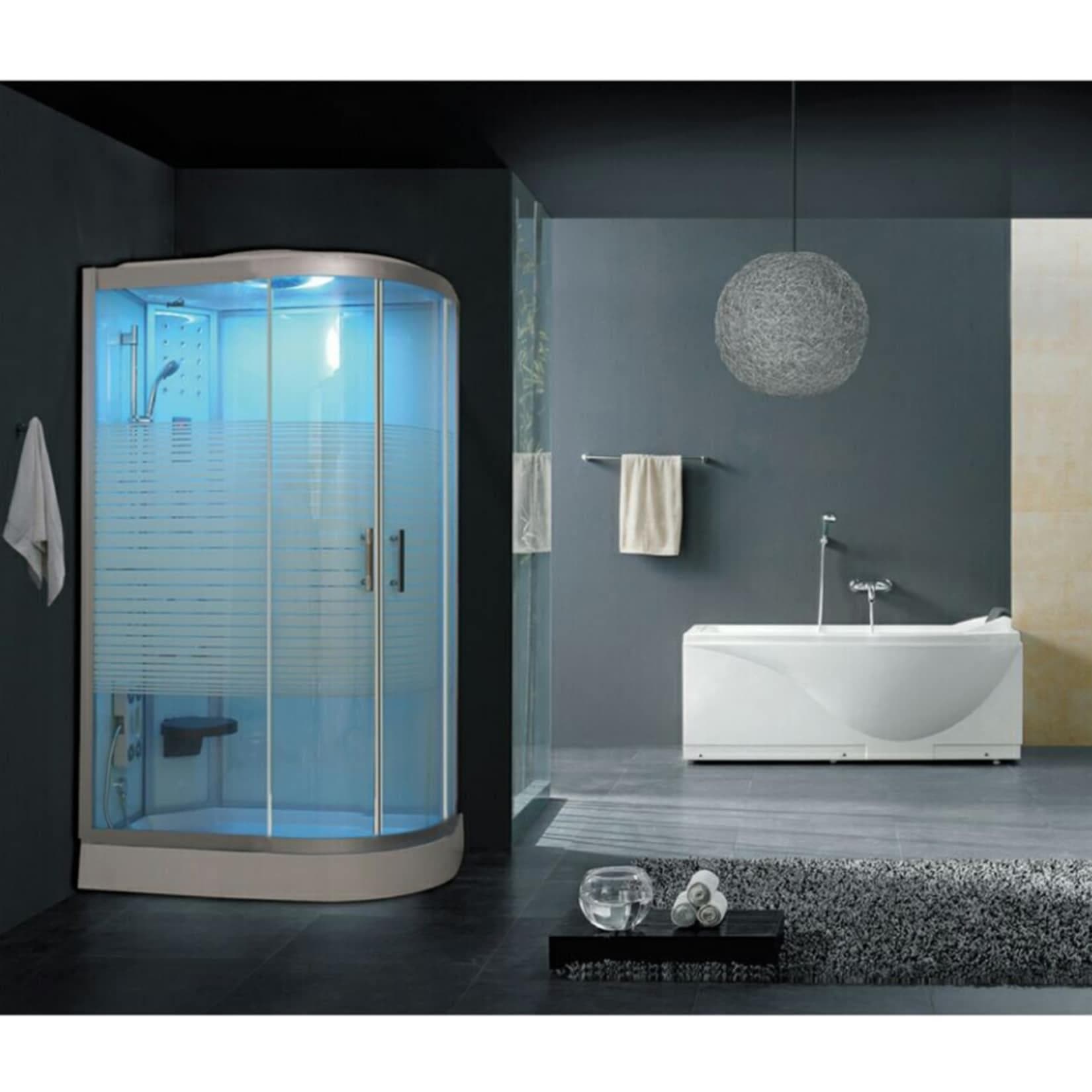 Home Deluxe Duschkabine mit Wasserfall und Rückenmassage WHITE PEARL 120x80 cm Rechts