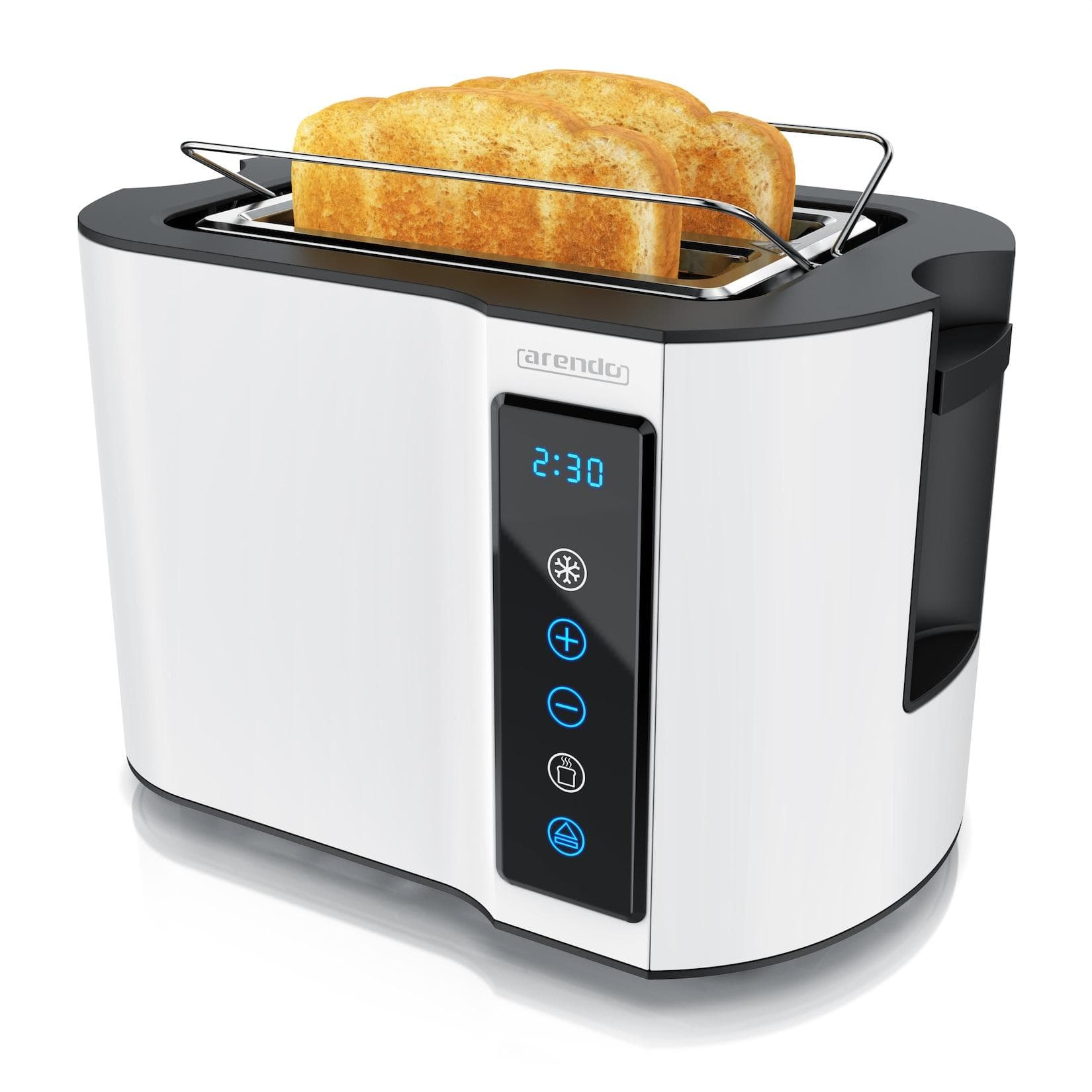 Arendo Toaster 2-Scheiben mit Display und Brötchenaufsatz