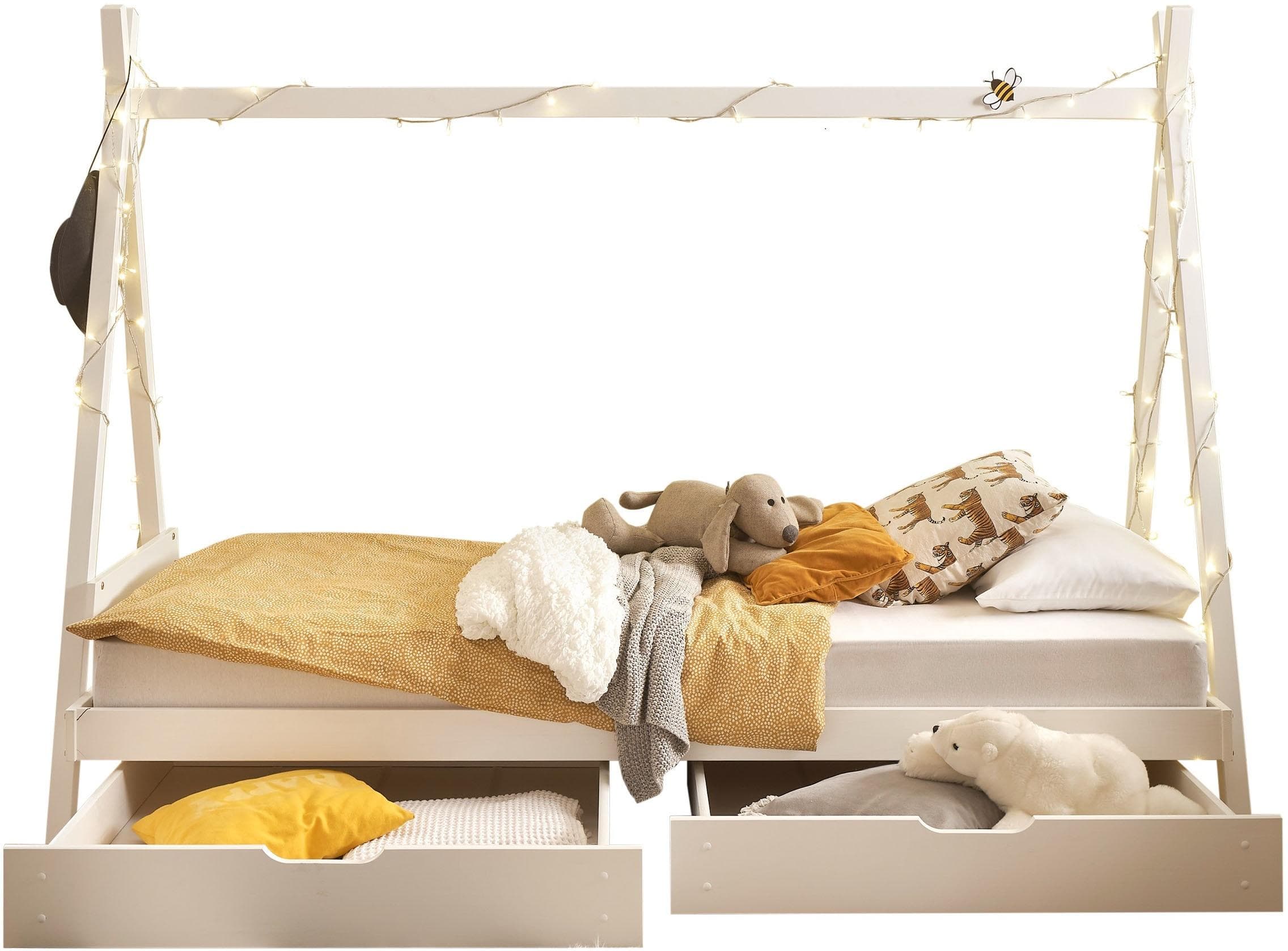 Bettschubkasten BEGABINO "Sora" Weiß Massivholz