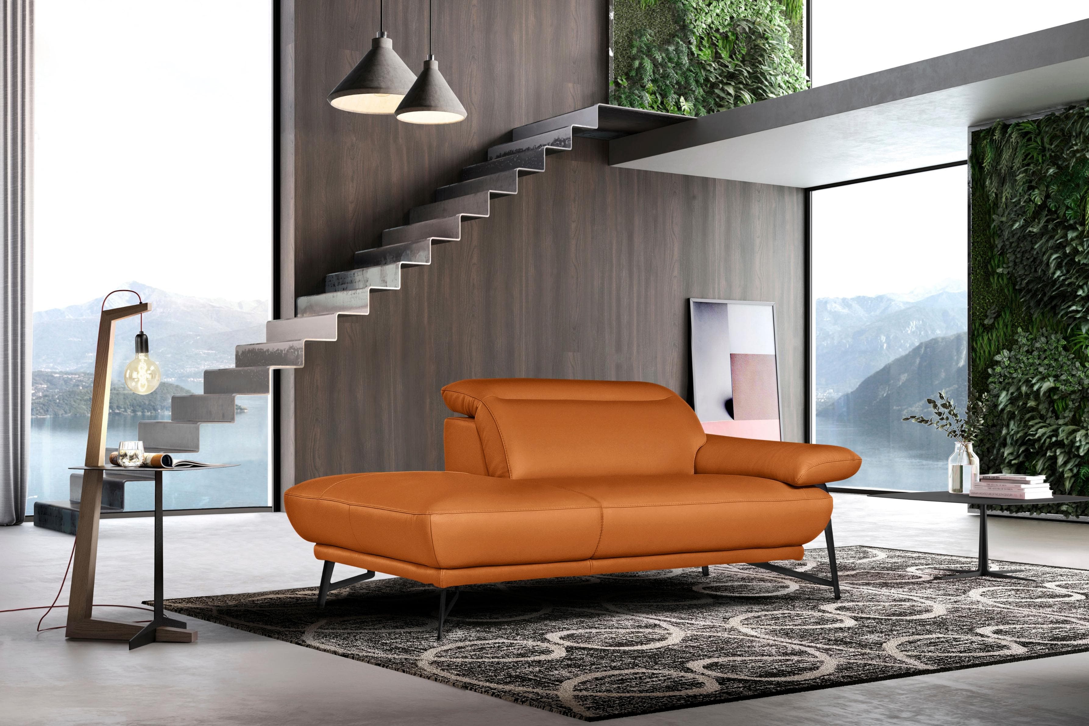 EGOITALIANO Anais Designsofa 179 cm Leder BULL Orange