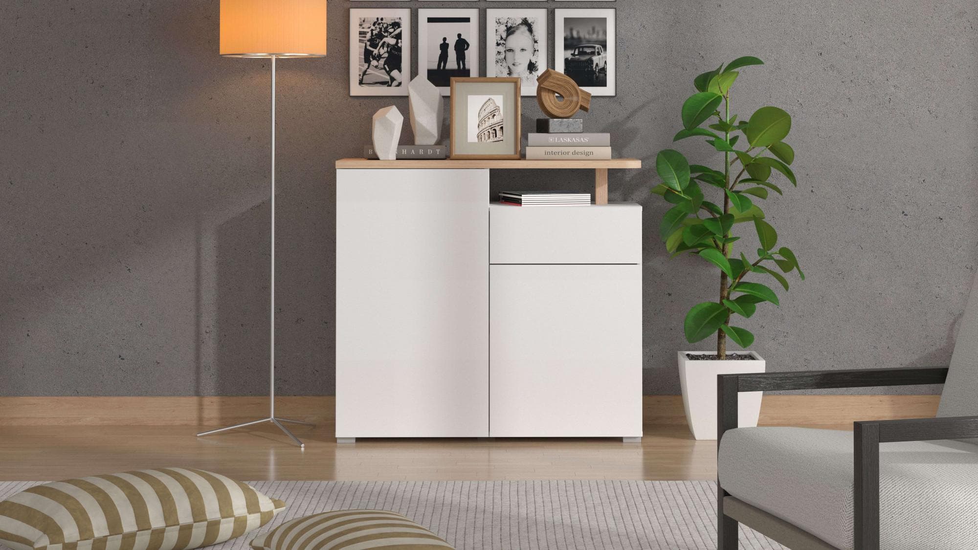 Kommode INOSIGN Aterno Sideboard, Anrichte, weiß, FSC-zertifizierter Holzwerkstoff, Push-to-open-Funktion