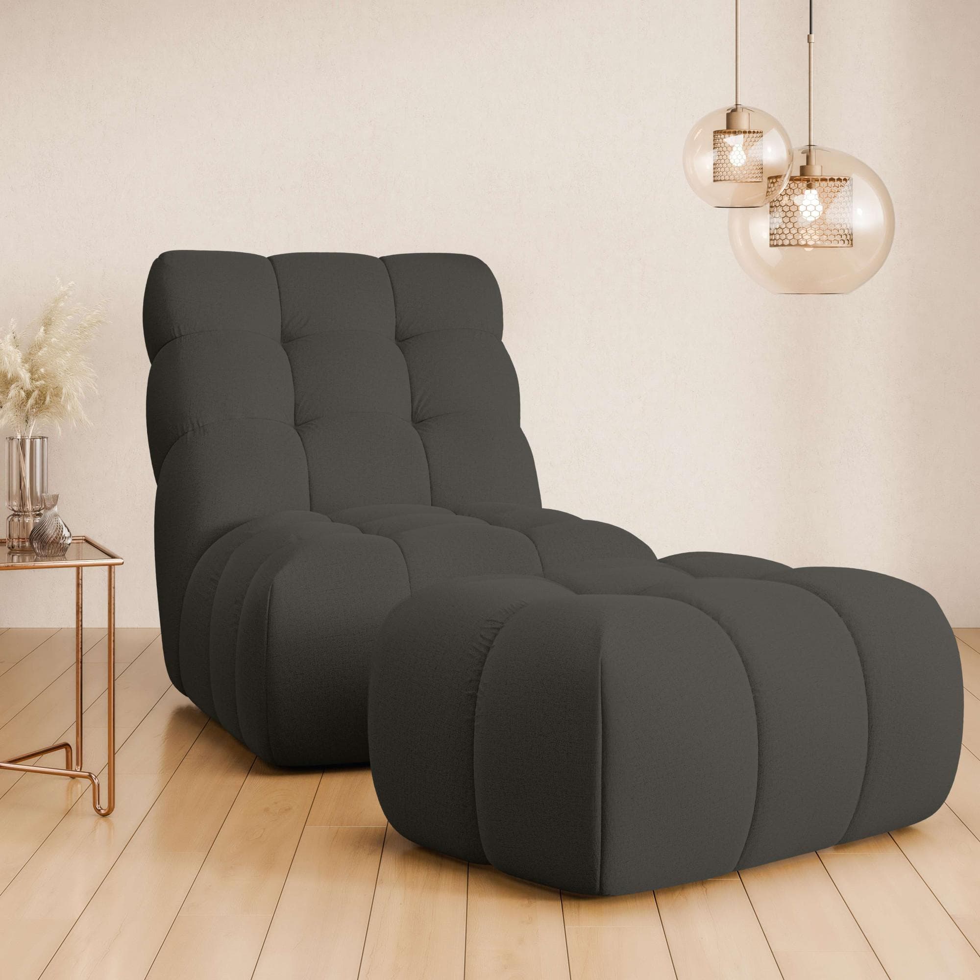 Guido Maria Kretschmer Home&Living Aurelian Loveseat XXL mit Hocker: Velours, Wellenunterfederung