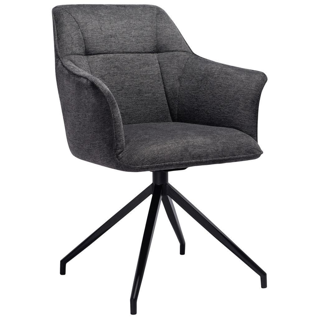 Novel Armlehnstuhl Grau Metall Textil Drehkreuz 60x85x62 cm