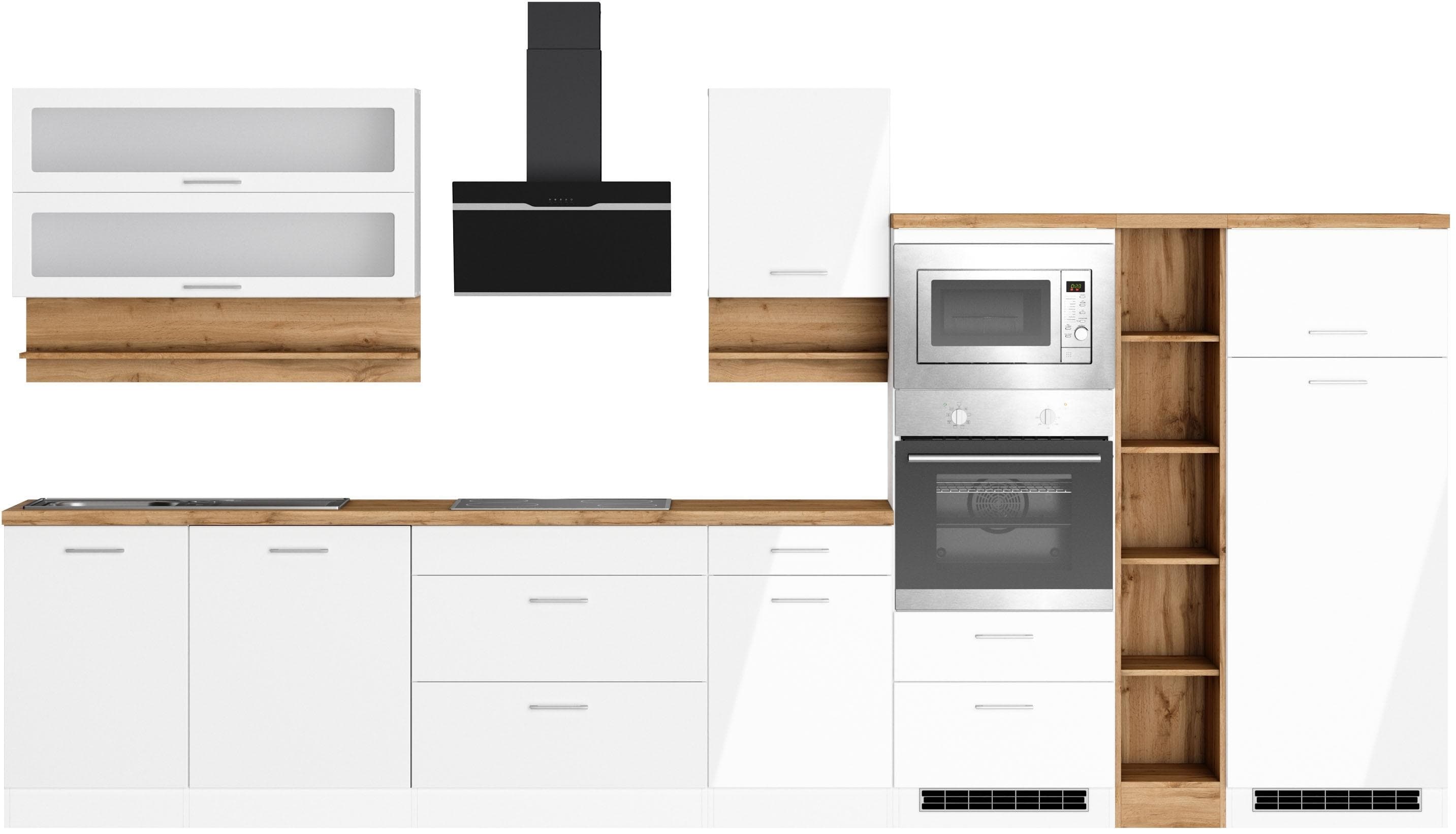 Küchenzeile KOCHSTATION "KS-Milan" Weiß Hochglanz Induktionskochfeld