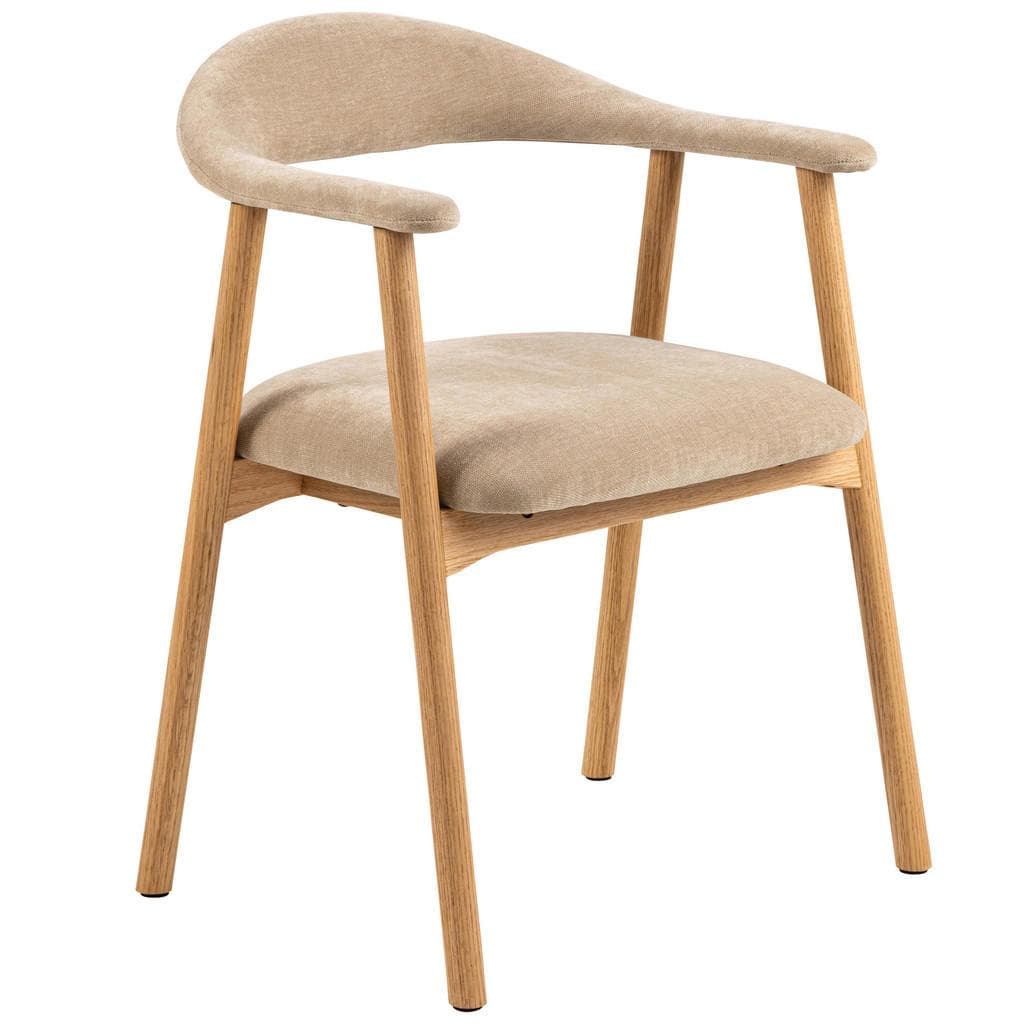 Beige Polyester Holzstuhl Set (2er) - Massivholz Design