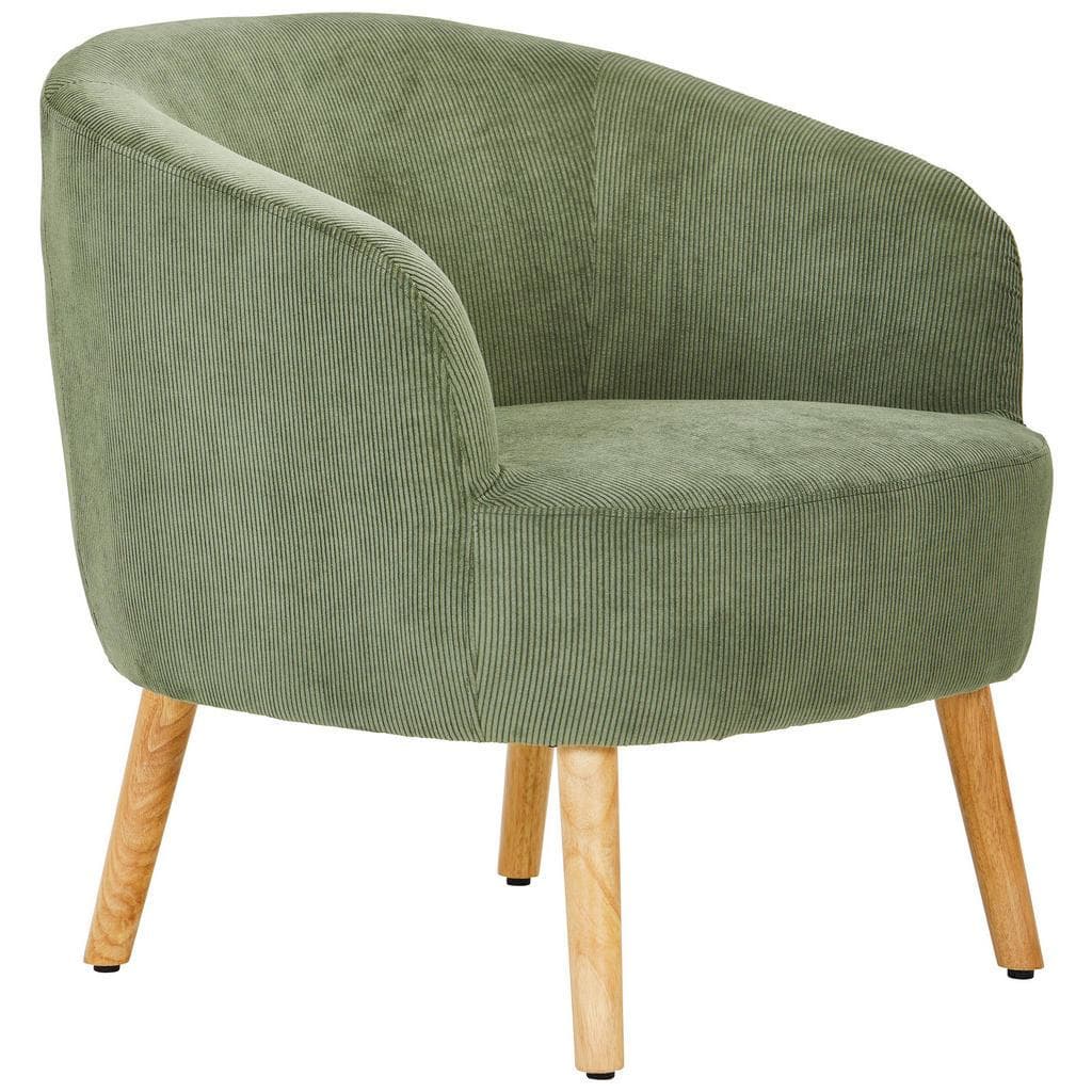 Mid.you Cocktailsessel Grün und Ecru mit Cord-Bezug