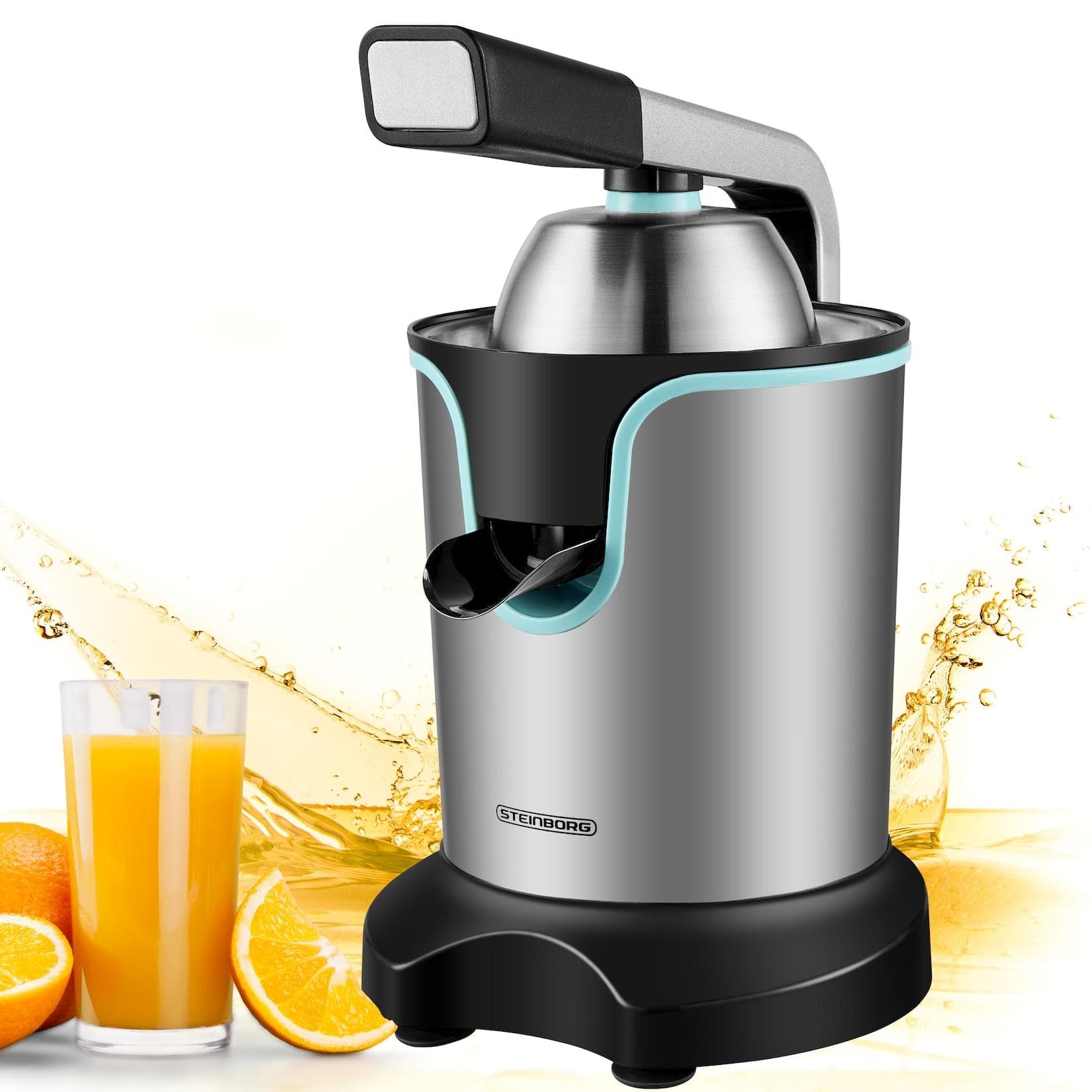 Steinborg Elektrische Zitruspresse Edelstahl 800W Edelstahlsieb