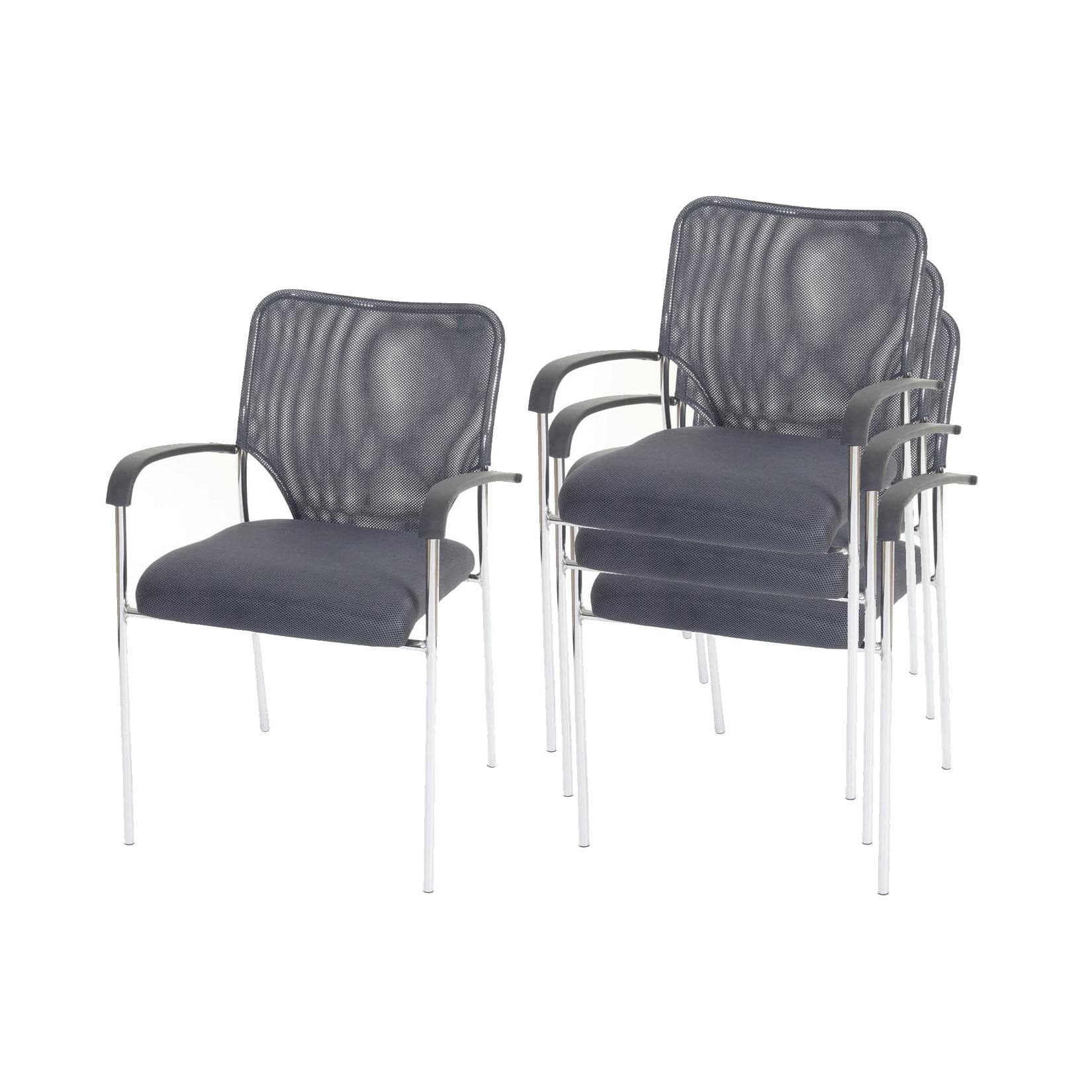 MCW 4x Besucherstuhl Tucson Stapelbar Grau Stoff