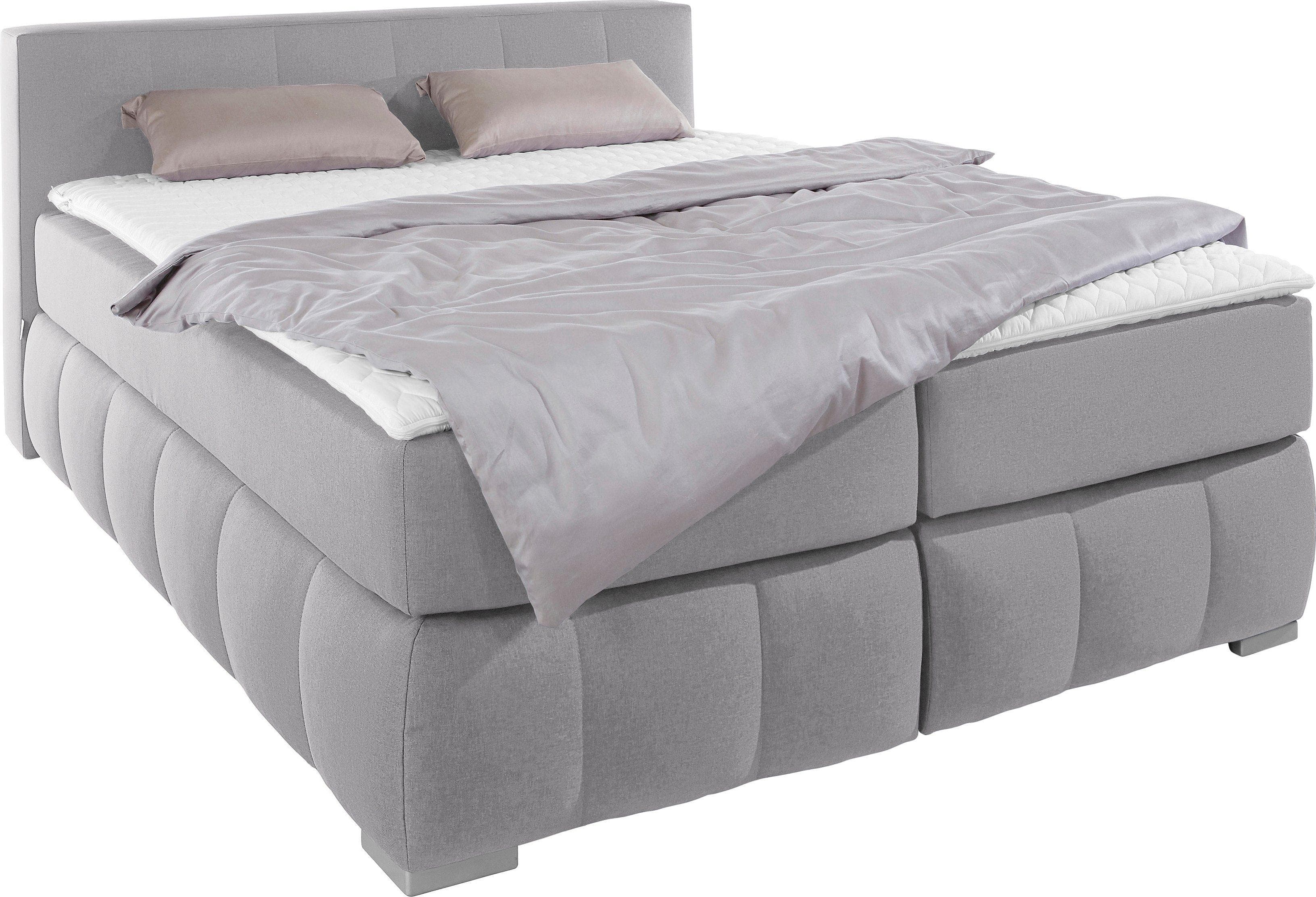 Luxuriöses Boxspringbett mit Topper und gewellter Unterbox
