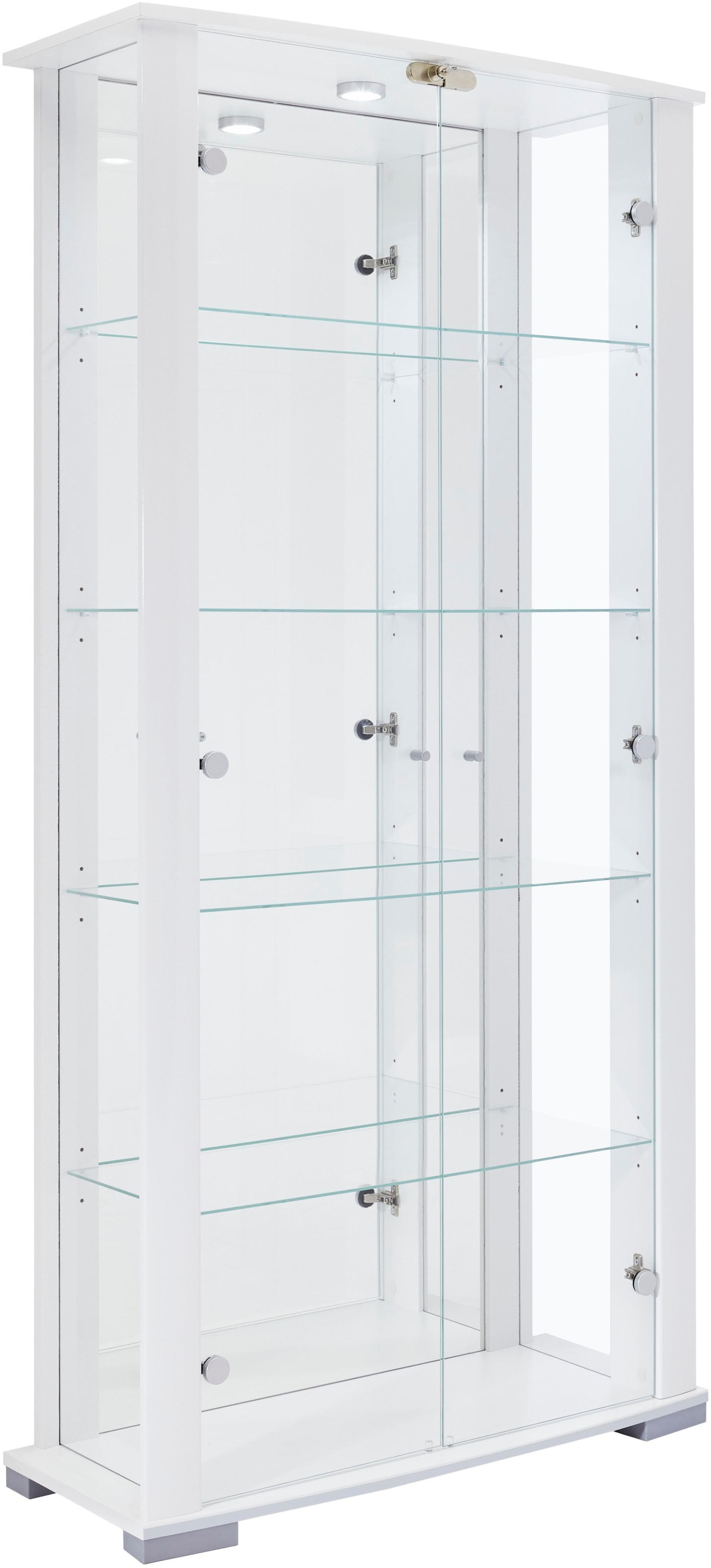 fif Möbel STELLA Glasvitrine Weiß mit LED-Beleuchtung