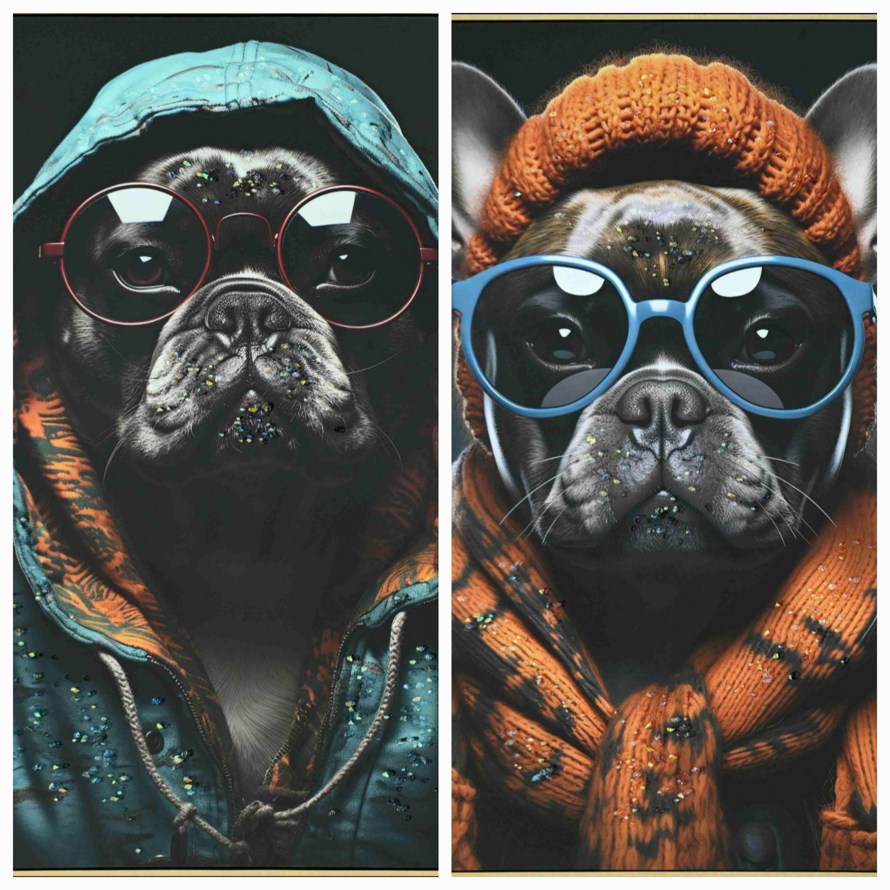 Bilder-Set DOG MIT BRILLE Schwarz/Bunt COR MULDER