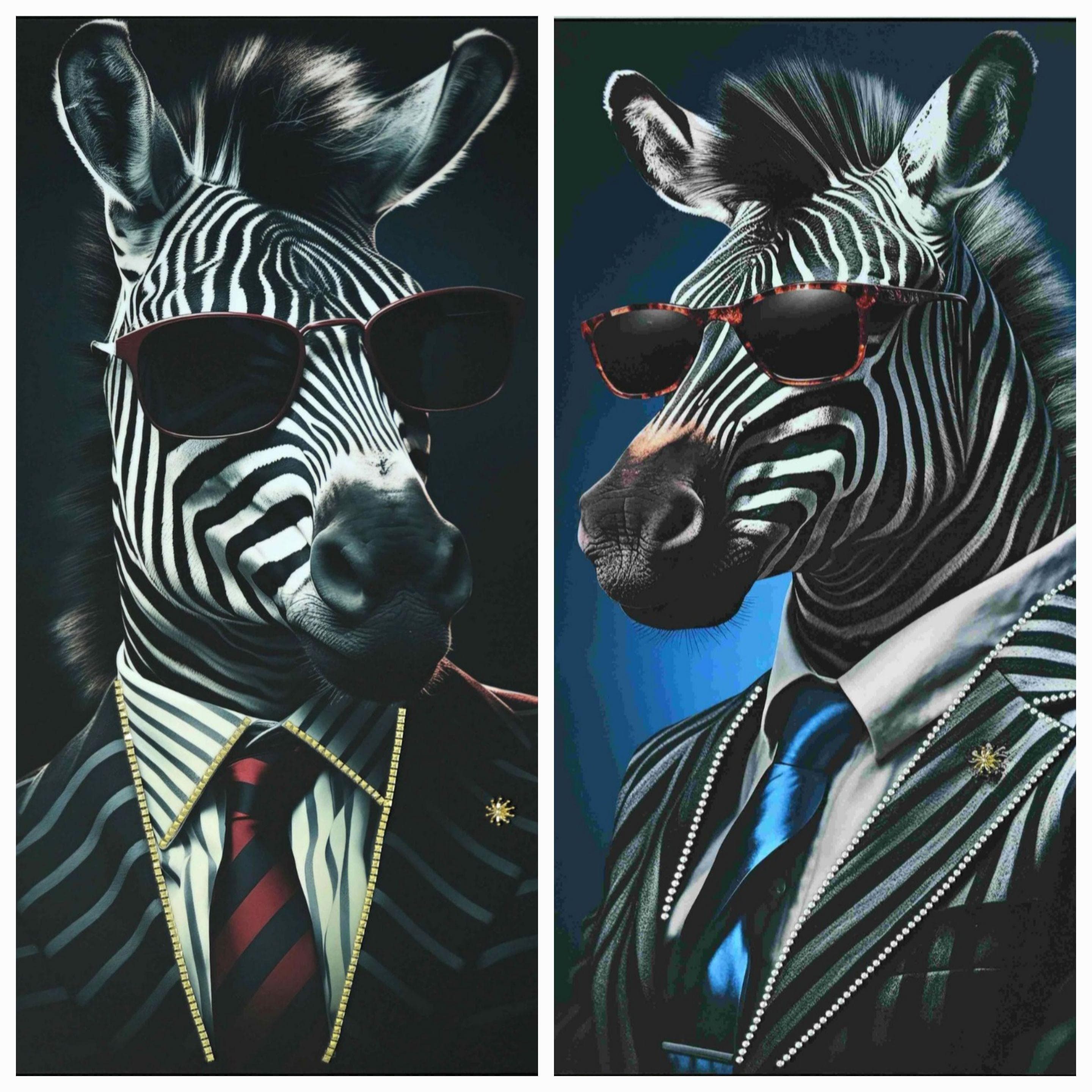 Bilder-Set Zebra Mit Brille Schwarz/Bunt COR MULDER