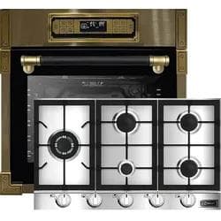 Kaiser Herd-Set EH 6726 AD Einbaubackofen+KG 9357 Gaskochfeld Retro Gold