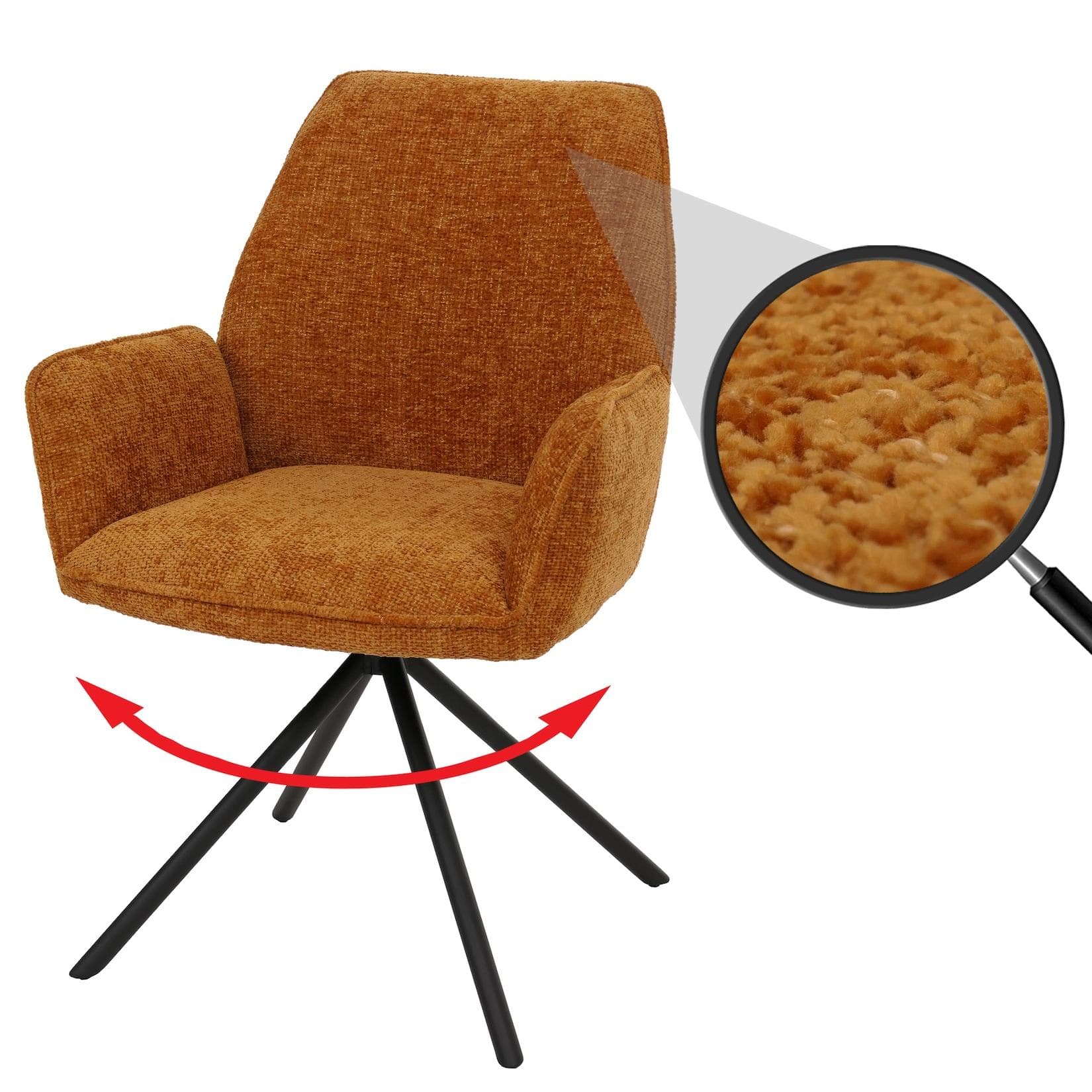 Esszimmerstuhl MCW-G67 Küchenstuhl mit Armlehne Auto-Position Senfgelb