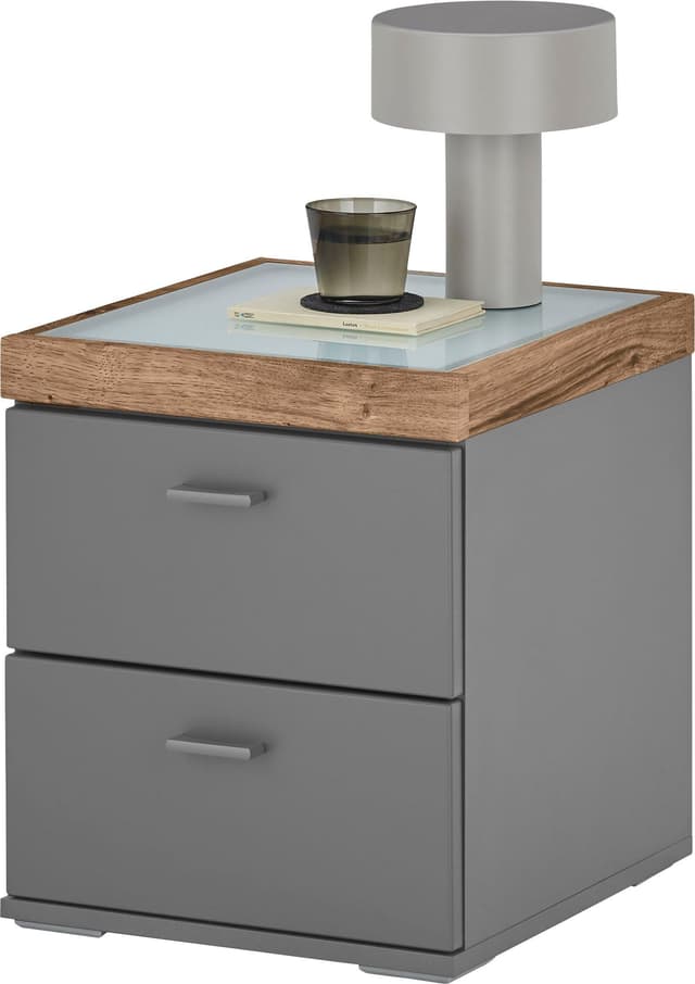 set one by Musterring Nachtschrank Lancaster Grau LED-Beleuchtung