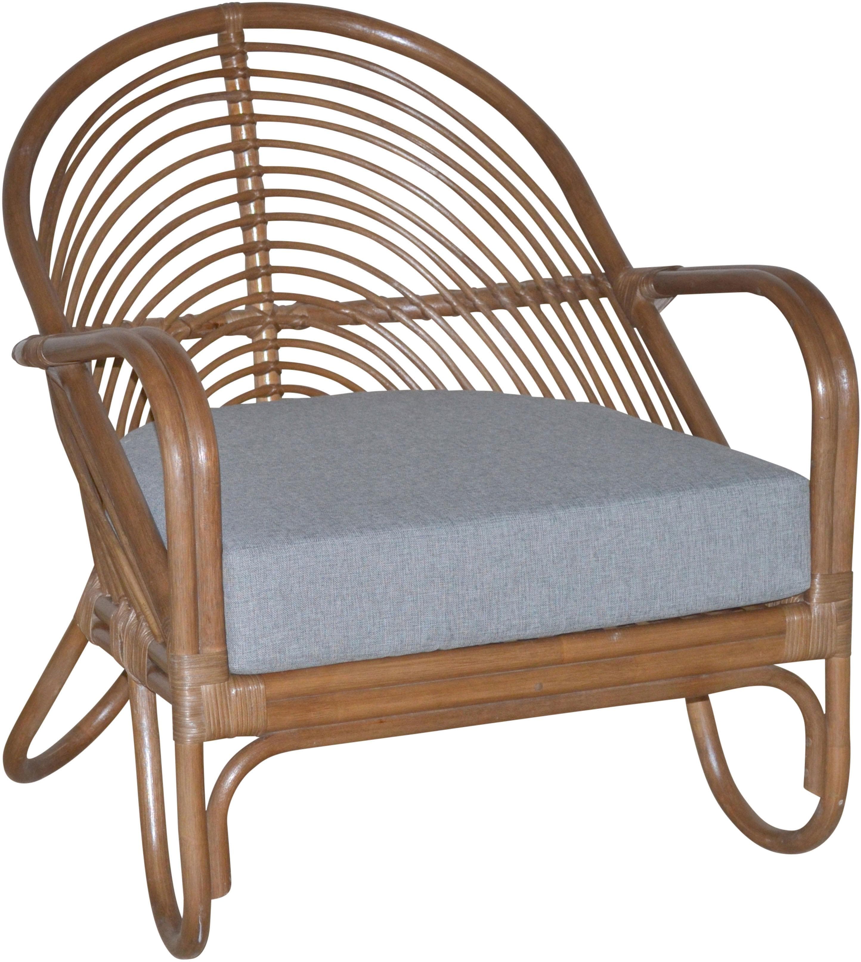 Luxuriöser Loungesessel mit extrastark gepolsterten Sitzkissen - handgeflochten