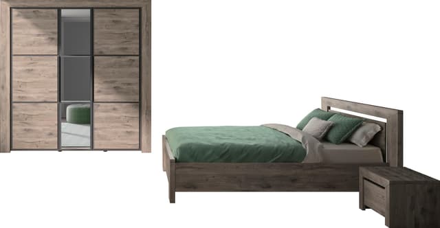 Jugendzimmer-Set GAMI Brugge Braun Eiche Natur 140x200cm Spanplatte