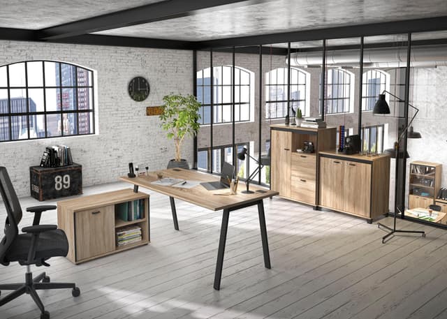 Eckschreibtisch GAMI MAMBO Schwarz Eiche Sonoma Korpus Linksmontierbar