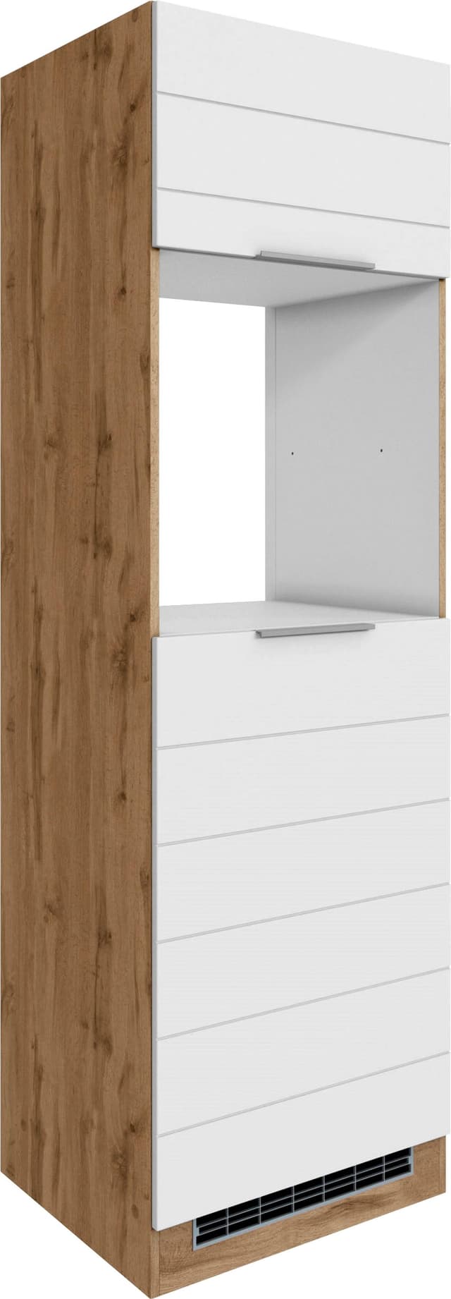 Hochwertiger Backofen-Kühlschrank mit MDF-Front und eleganter Lisene