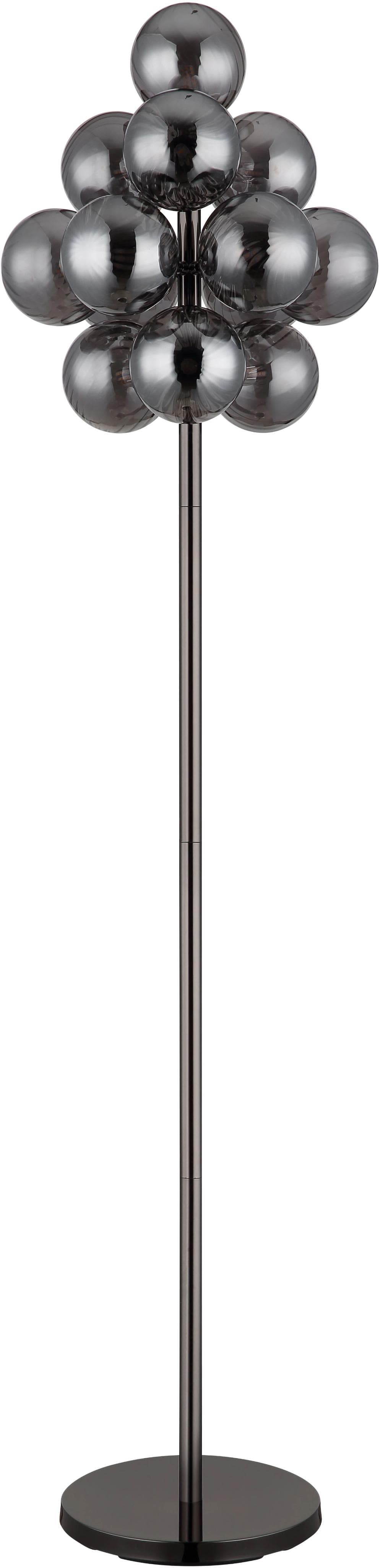 GLOBO LIGHTING CONOR Stehlampe Schwarz-Chrom mit Rauchfarbenen Glaskugeln