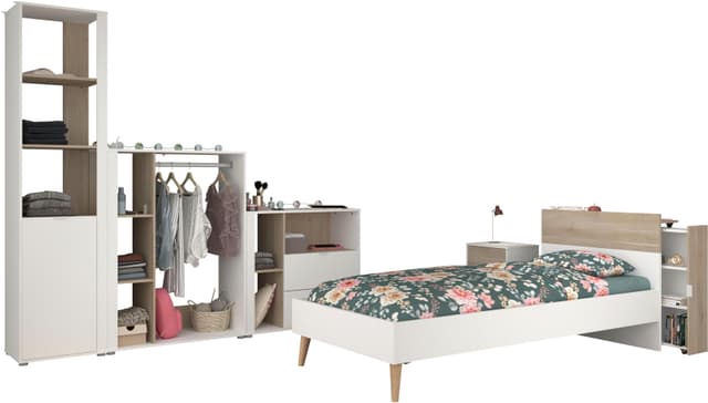 Jugendzimmer-Set Aalborg - Weiß / Eiche Dekor 6-teilig
