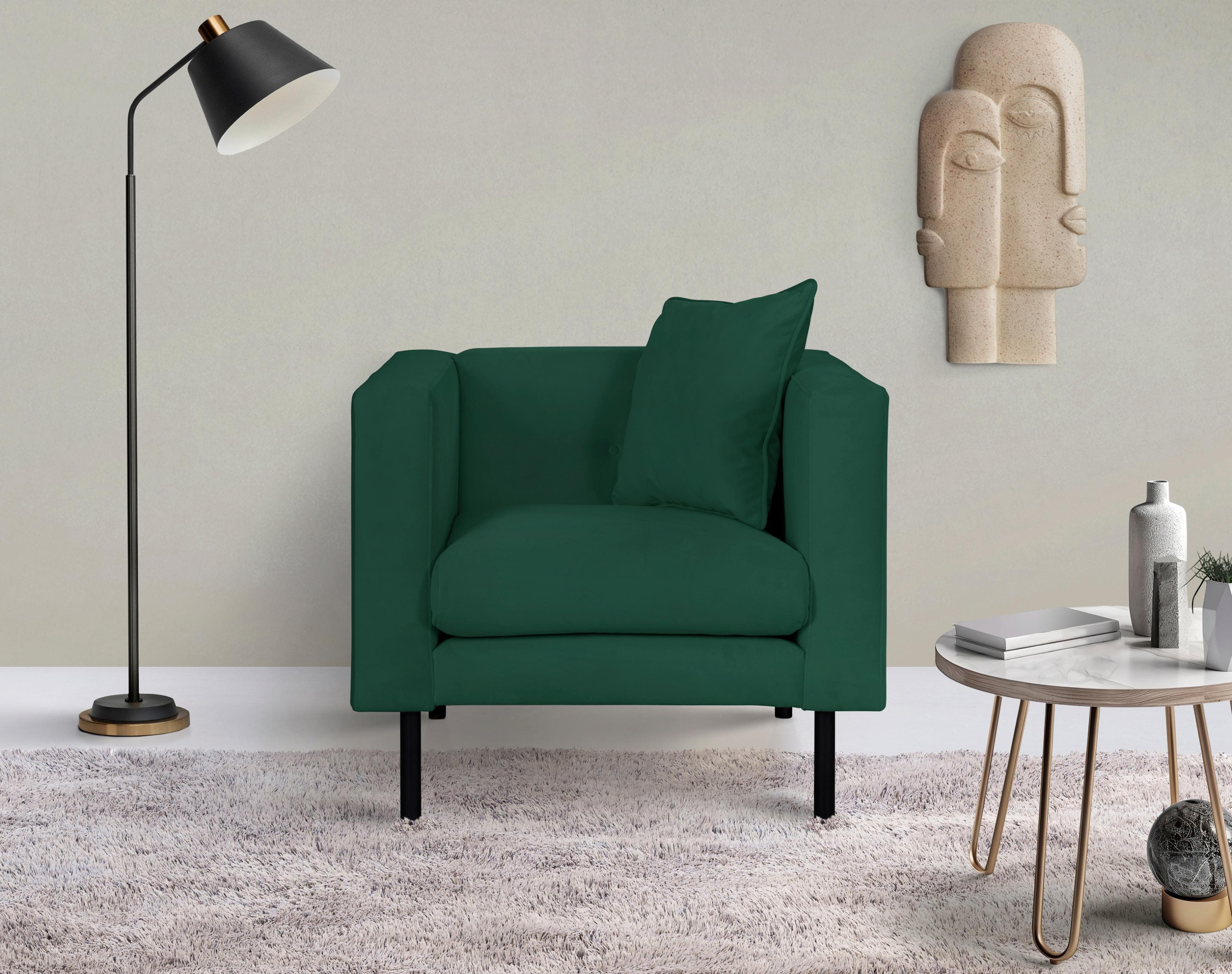 Samtsessel | Cocktailsessel mit Wendekissen in Cord-Optik