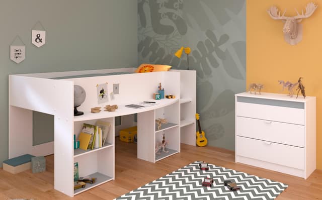 Jugendzimmer-Set PARISOT "Pirouette 16" Hochbett mit Schreibtisch und Kommode