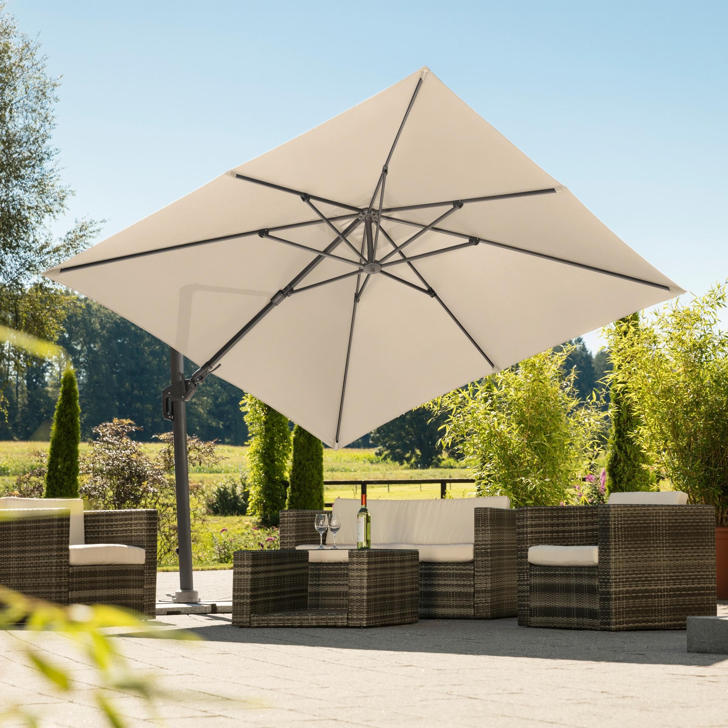 Ampelschirm SCHNEIDER SCHIRME Rhodos Twist Beige Polyester