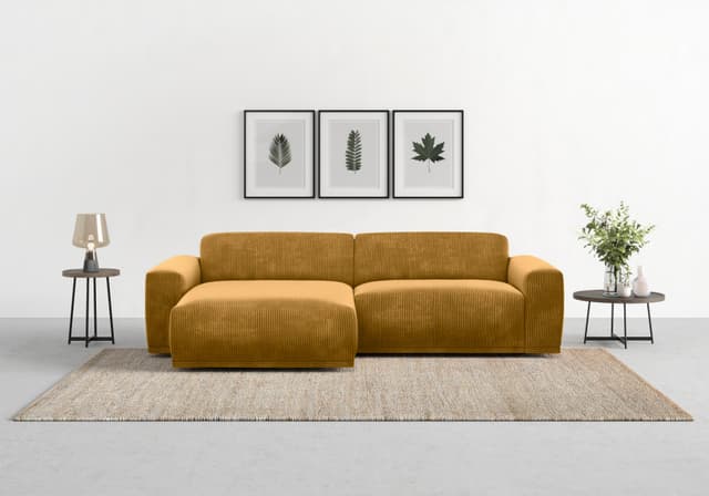TRENDMANUFAKTUR Ecksofa Braga, mit hochwertigem Kaltschaum, L-Form, in Cord erhältlich, 2 Teile, modernes Sofa, Couch mit hohem Sitzkomfort, 255/72/160 cm (B/H/T)
