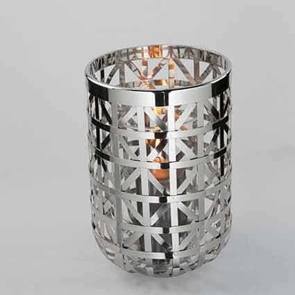 Fink JORIS Windlicht Edelstahl Glas Silber - Eleganter Kerzenhalter