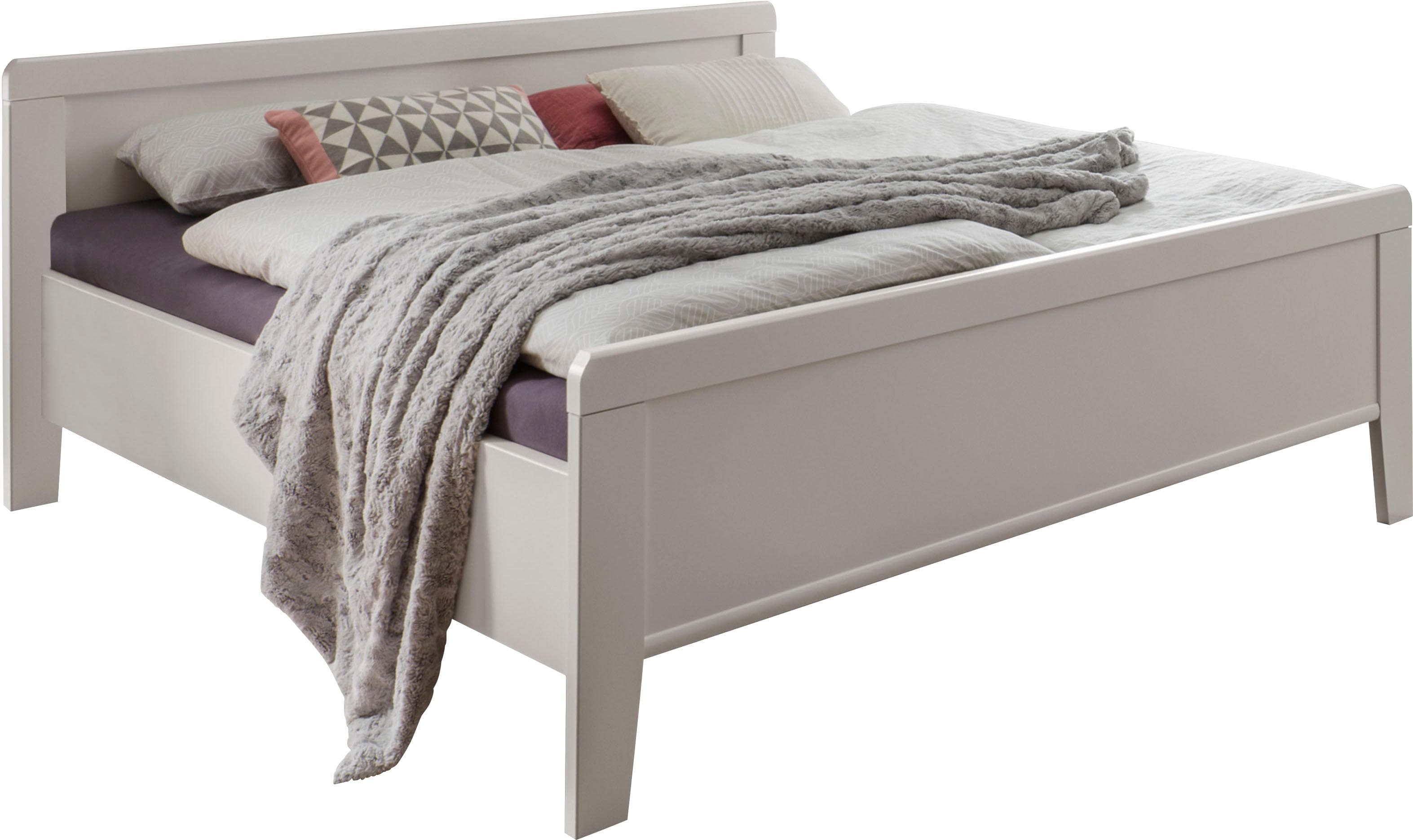 Stollenfüße Bett mit Holz Kopfteil