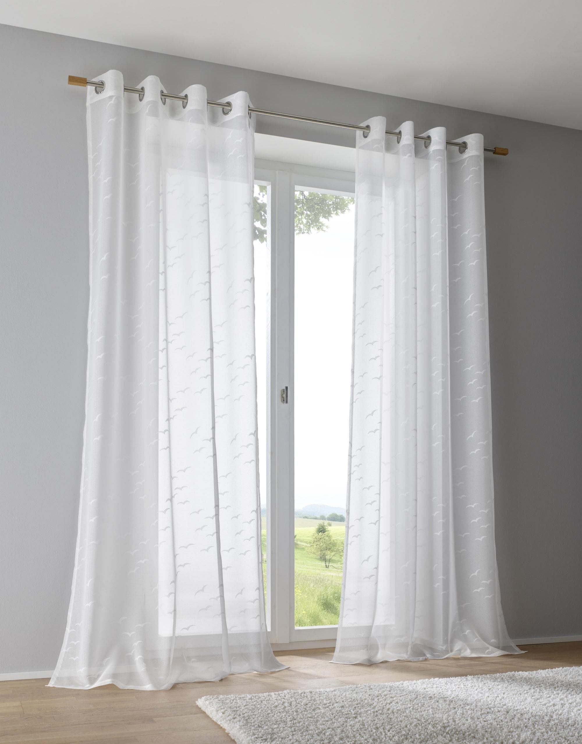 Vorhang KUTTI Seabird Gr. 4 Weiß Ausbrenner Baumwolle Polyester