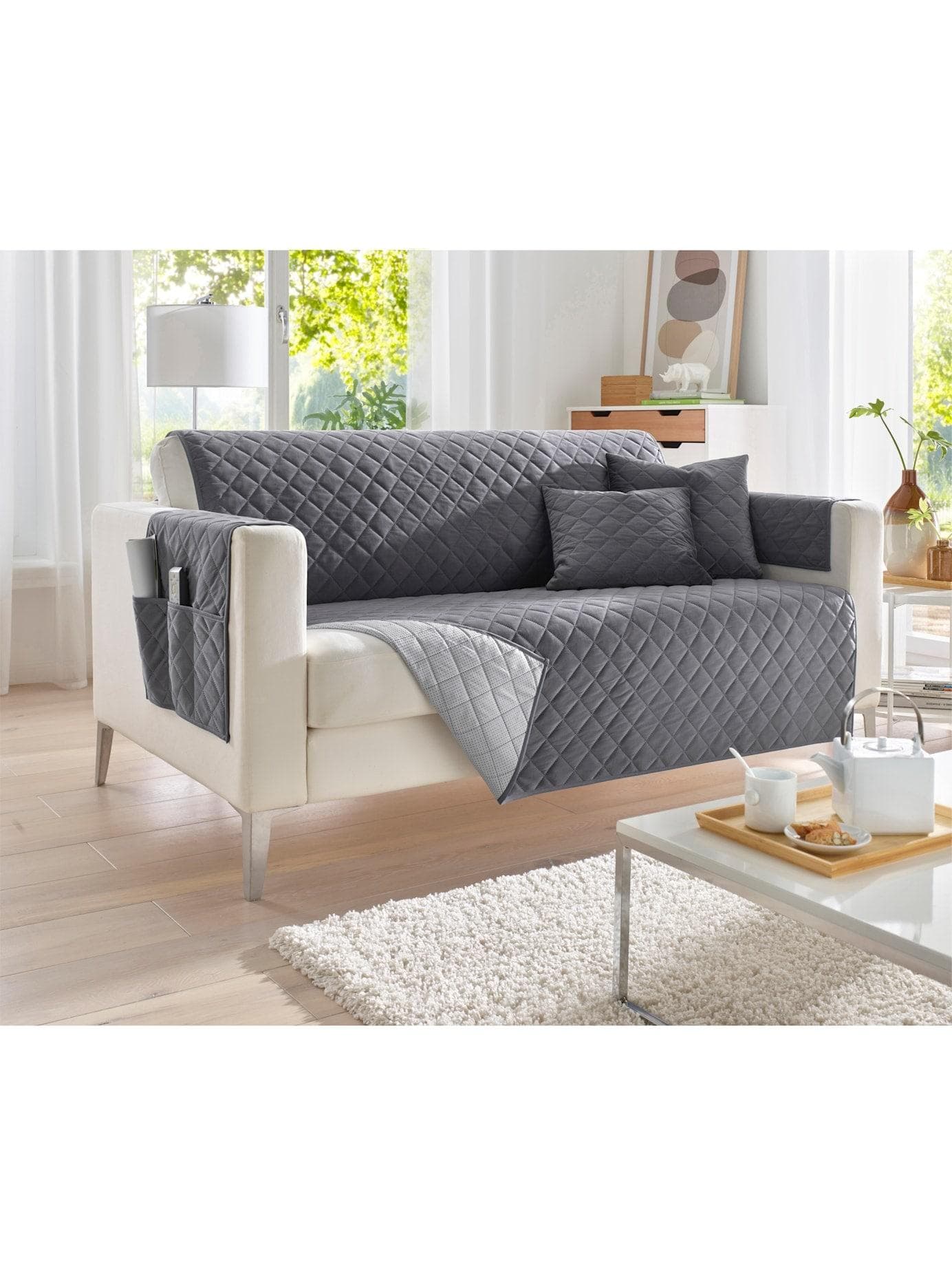 Tagesdecke Gr. 3 Hellgrau 100% Polyester