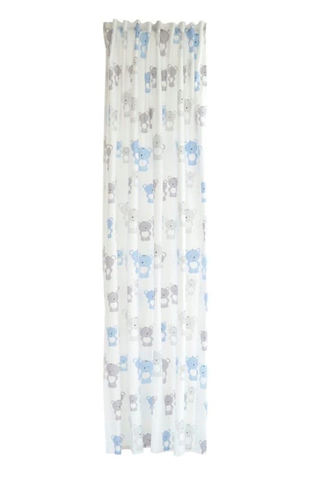 HOMING Little Bears Kinderzimmer Vorhang mit Schlaufen - Blickdicht & Blau-Braun