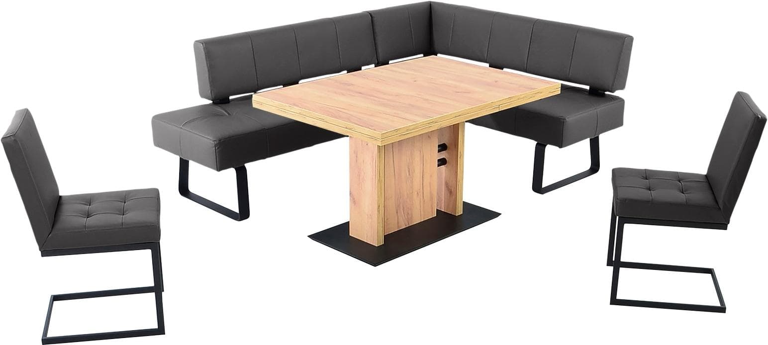 Essgruppe Spider II Eckbankgruppe mit Auszugstisch K+W Komfort & Wohnen Braun Leder