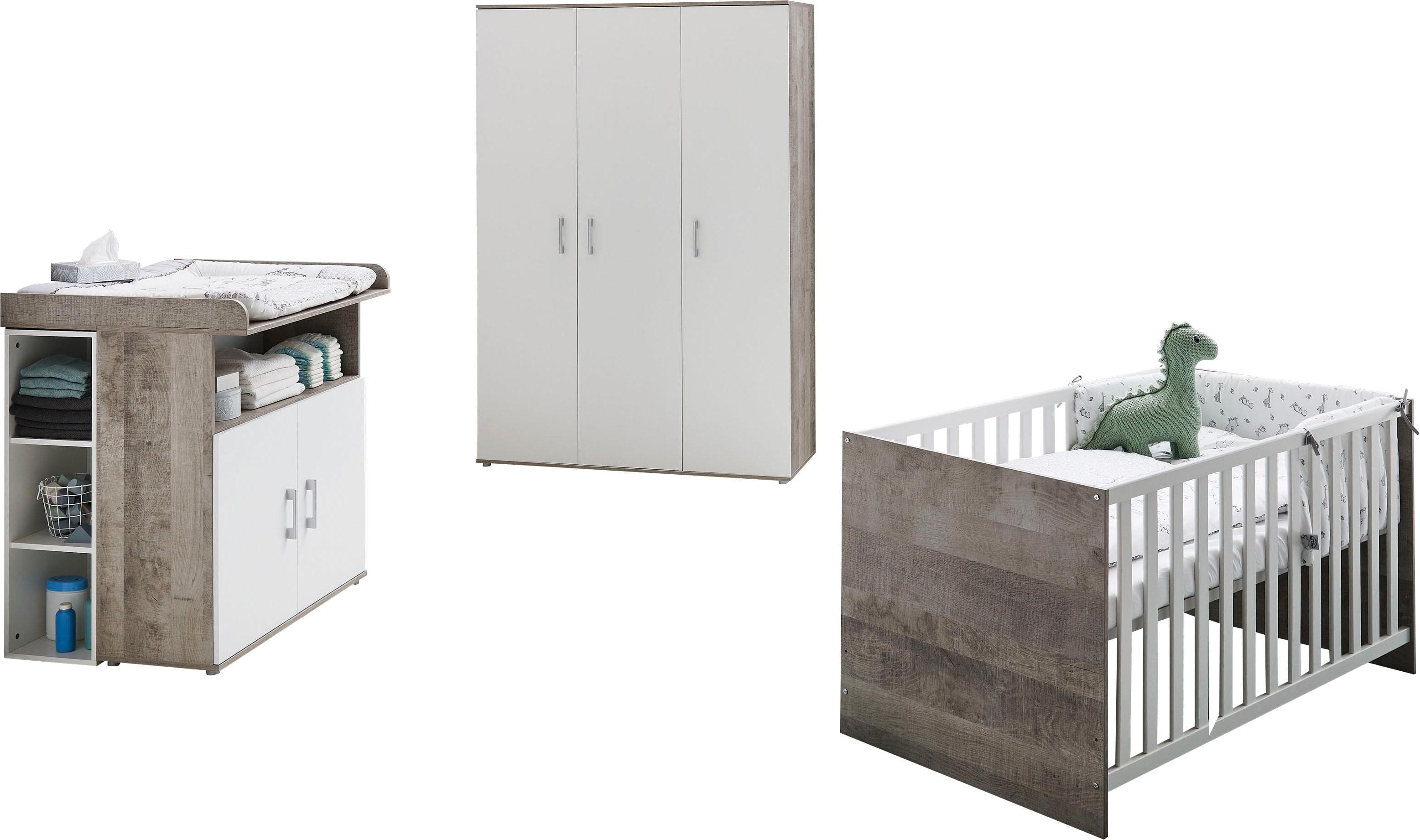 5-teiliges Babyzimmer-Set mit Kleiderschrank, Bett & Wickelkommode