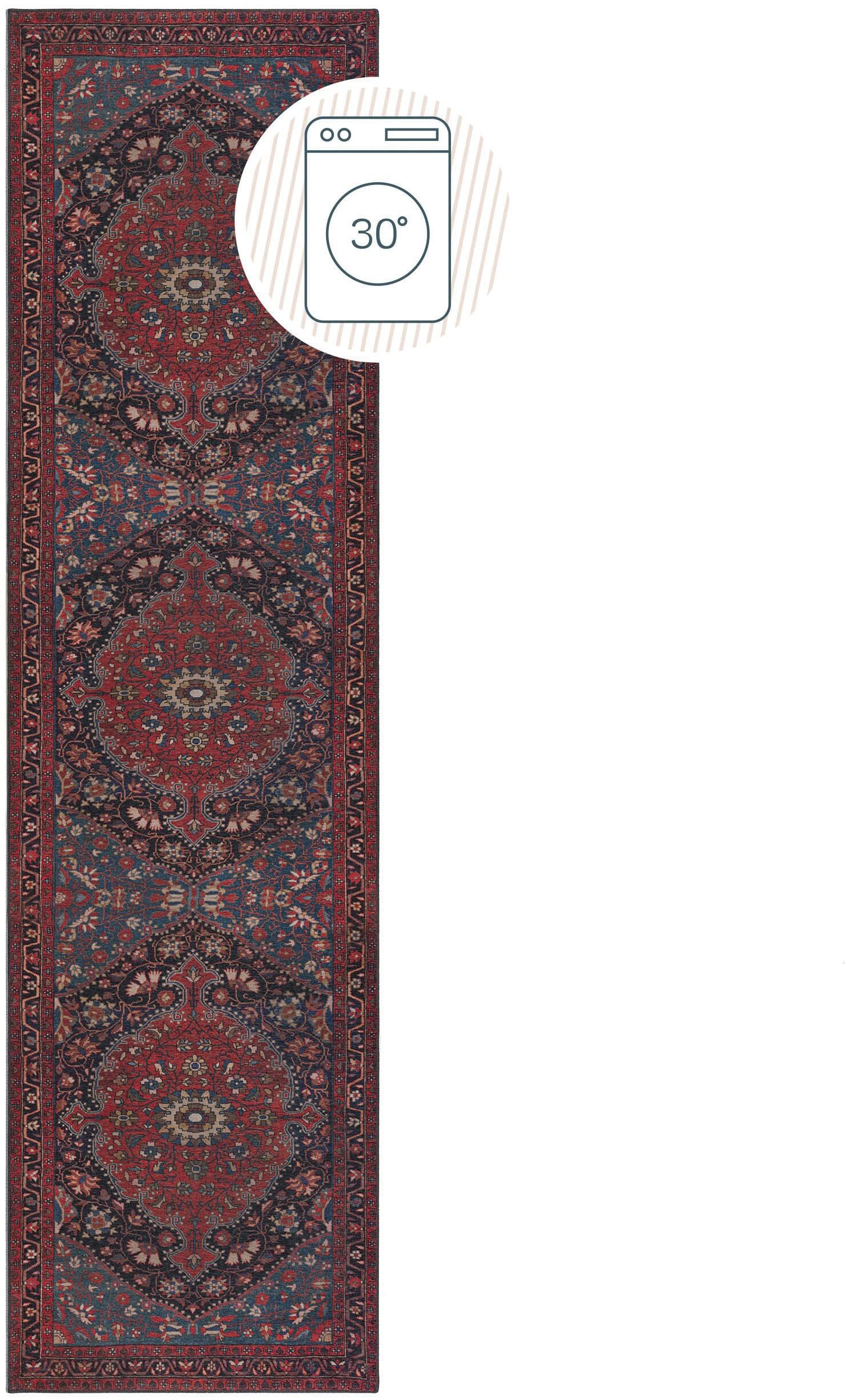 Vintage Teppich in Rot, Kunstfaser, 60x230 cm