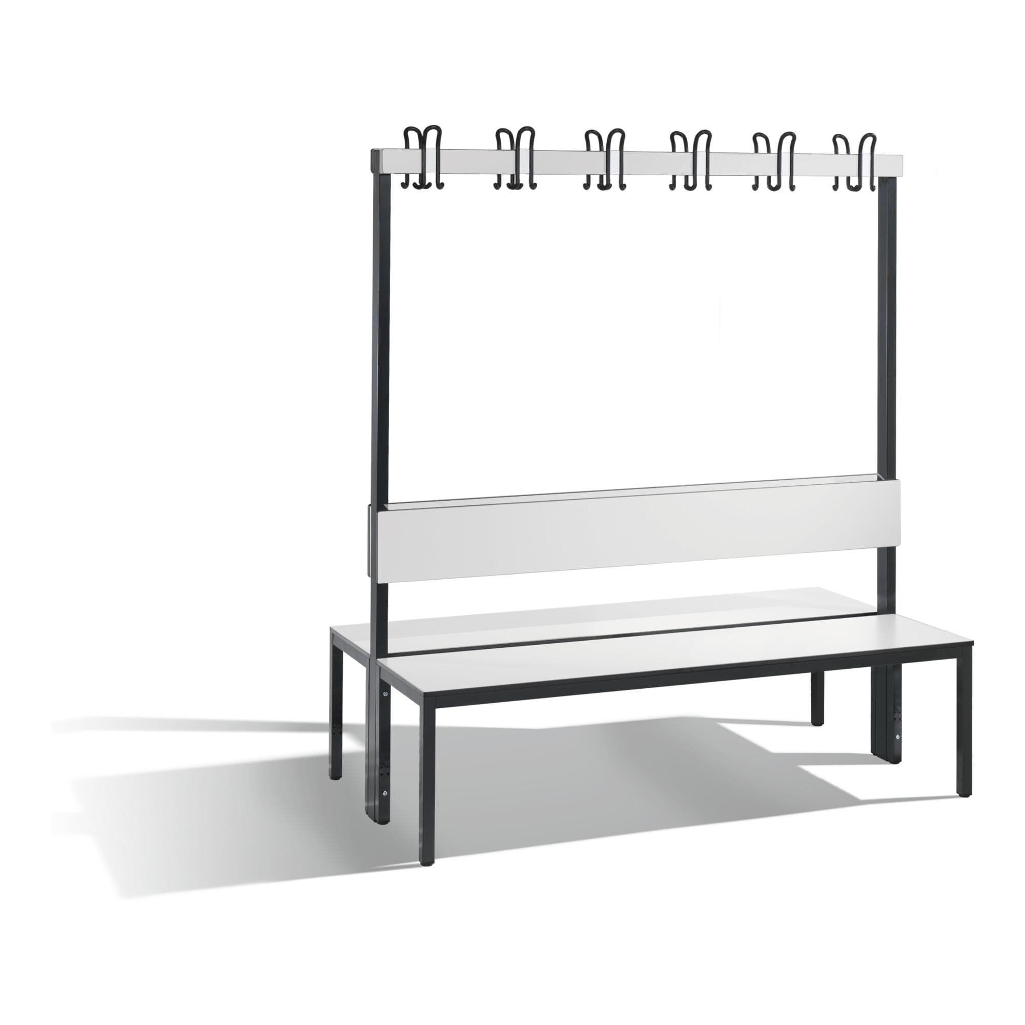 C+P Garderobenbank mit Rückenlehne Basic Plus Schwarzgrau/Weiß