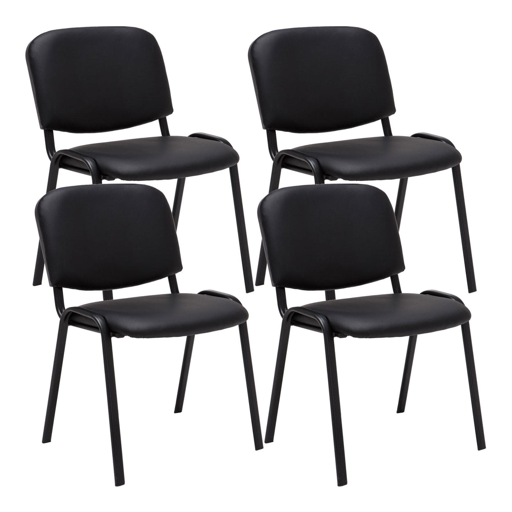 TPFLiving 4er Set Besucherstuhl Keen Kunstleder Schwarz/Creme