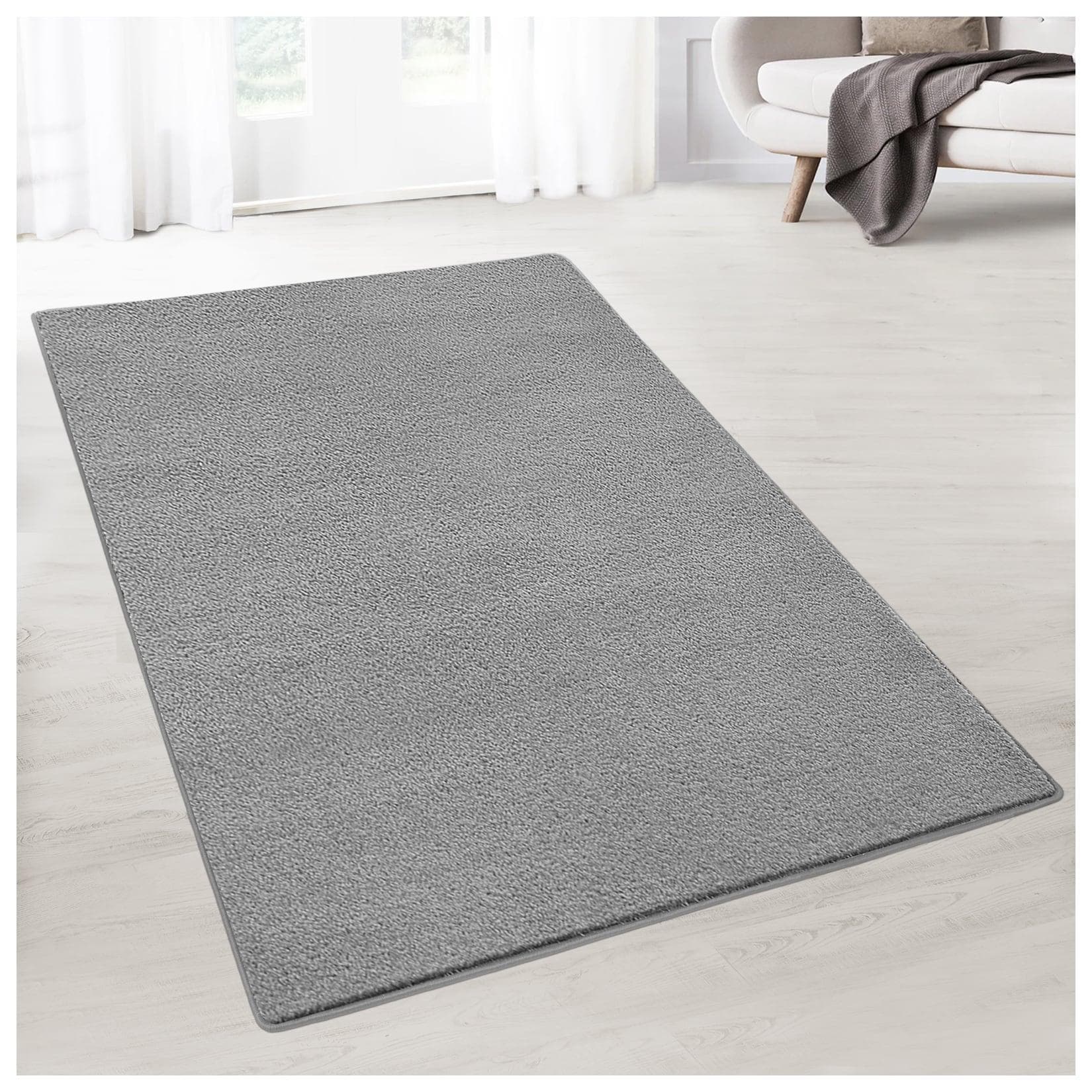 karathomeliving Teppich-Läufer auf Maß Dynasty Silbergrau Velours