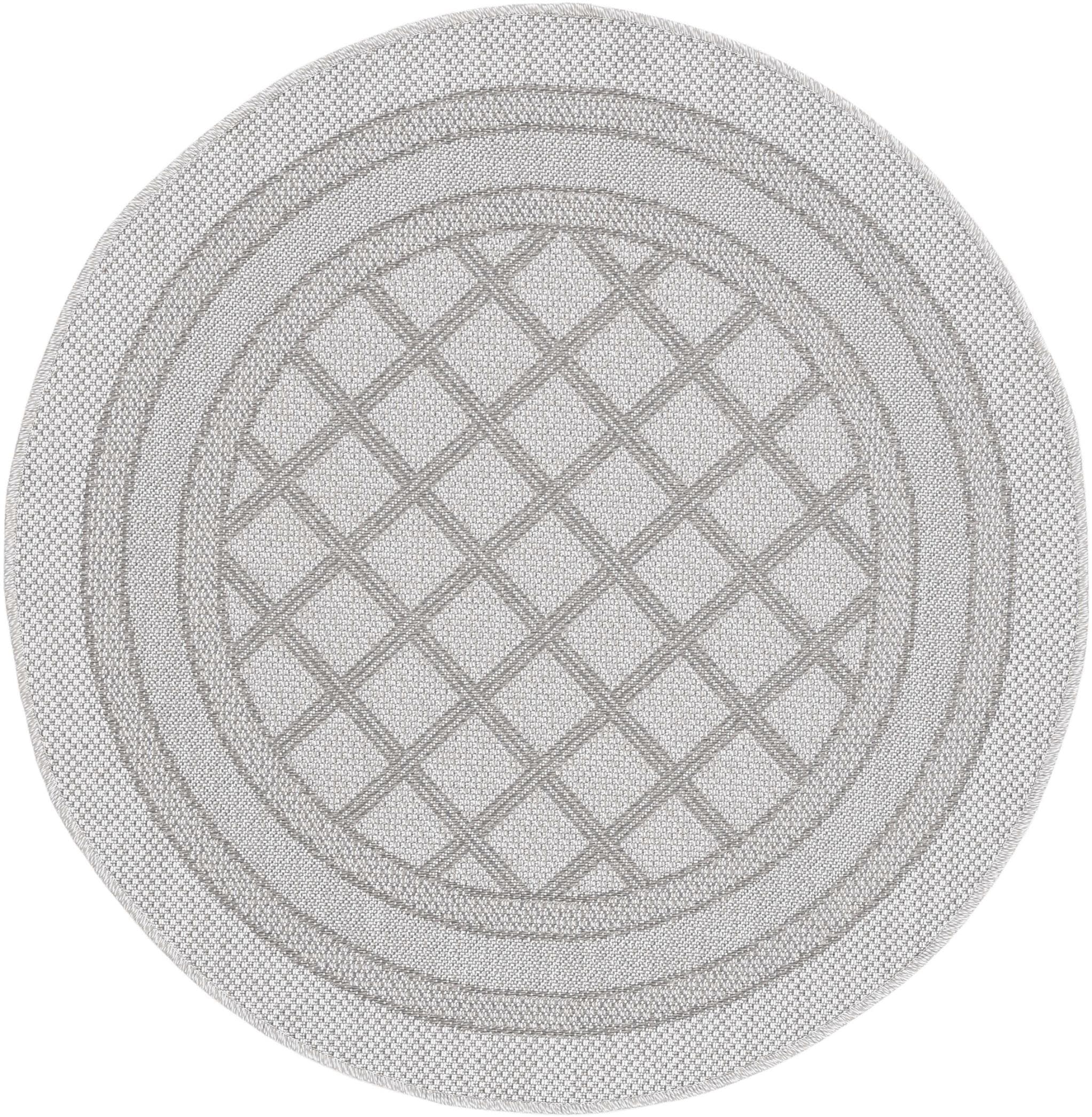 carpetfine Teppich Boho 104, rund, Höhe: 4 mm, robustes Flachgewebe, Sisal Optik, UV-beständig, Außenbereich