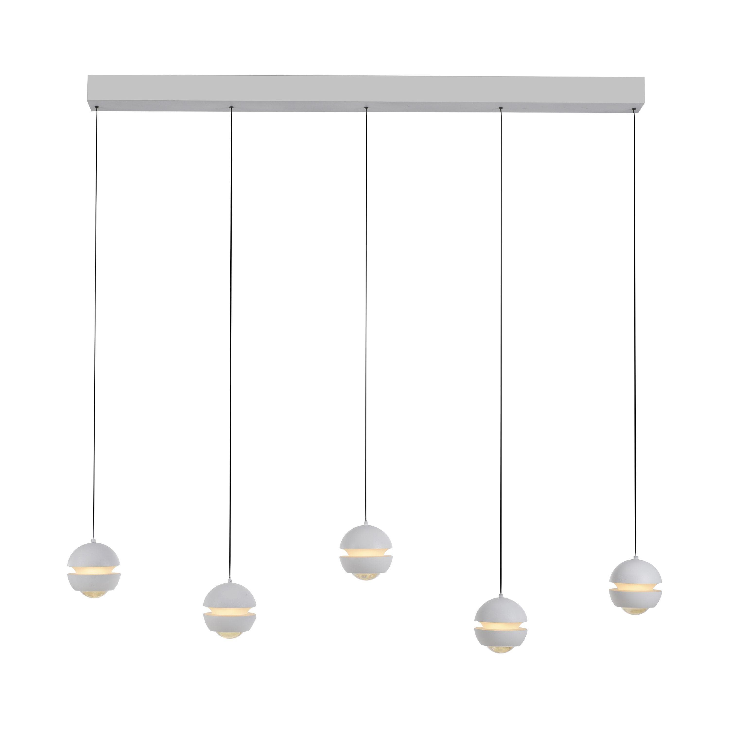 SCHÖNER WOHNEN LED-Hängelampe Lini Weiß 5-fl. lang 3.000 K