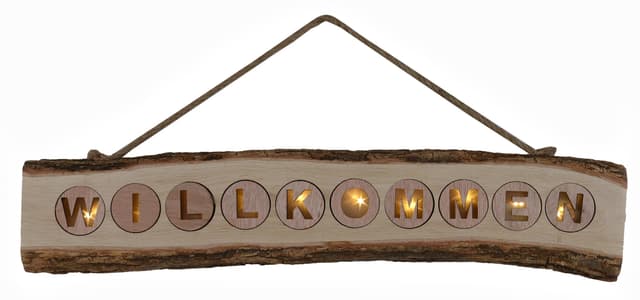 Näve LED Dekolicht Willkommen - Warmweiß mit Jute Aufhängung