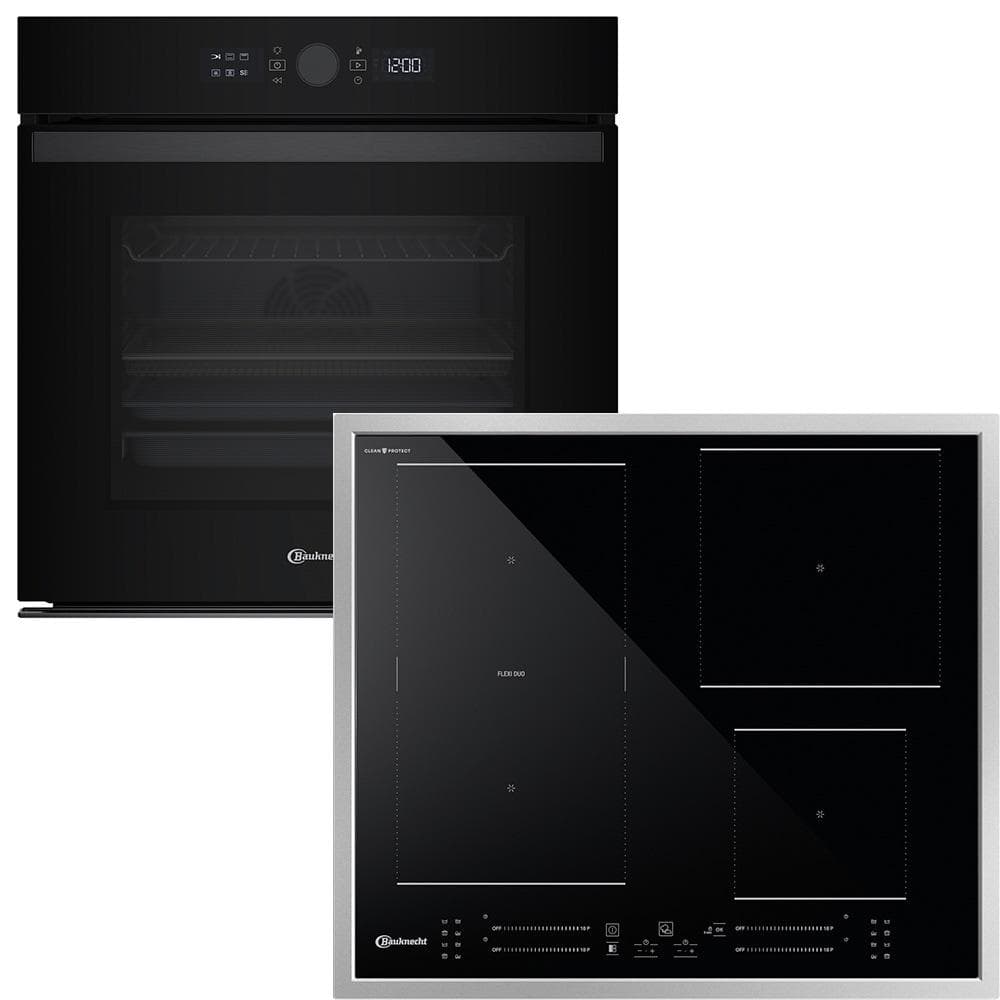 Modernes Backofen-Set aus Vollglas und Metall in Schwarz