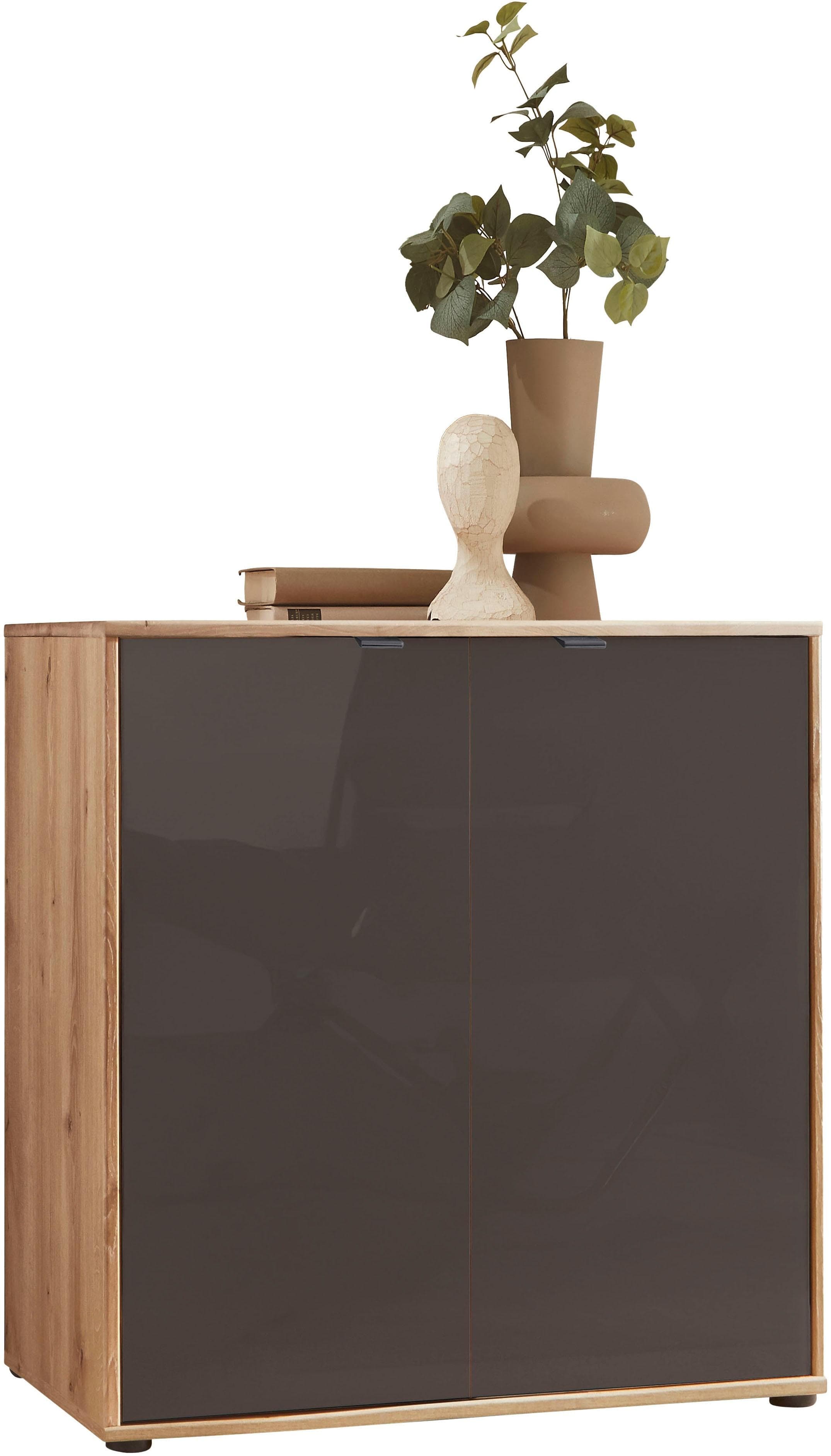 Kommode WIEMANN Cardiff Sideboard Wäscheschrank Bianco-Eiche Front Glasmocca