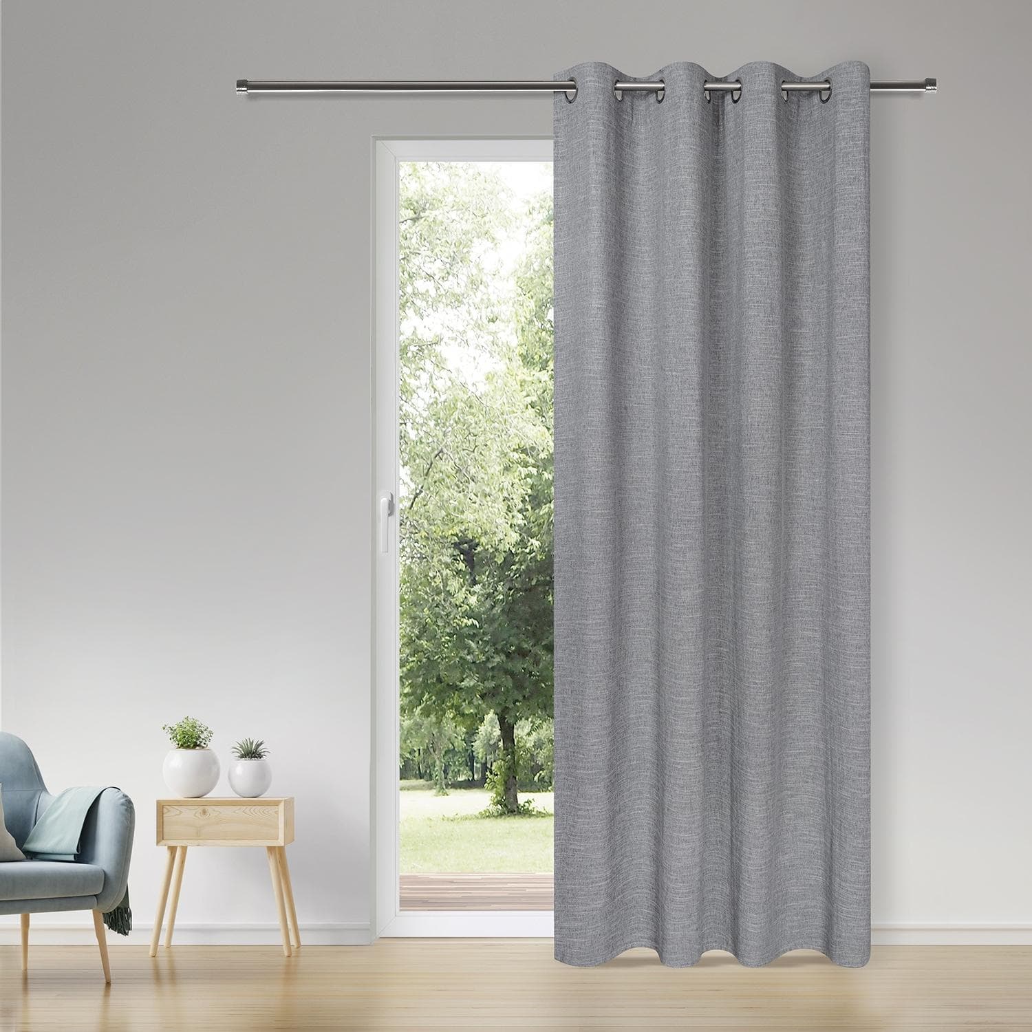 Gerster Ösenschal Uni Hellgrau Kunstfaser Gardine