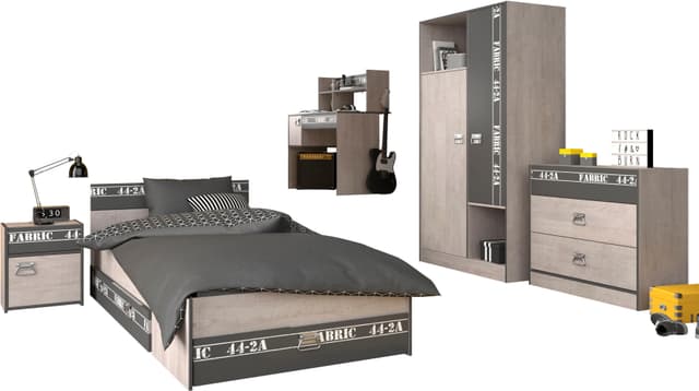 Jugendzimmer Set Fabric mit RGB Beleuchtung - 6-teilig