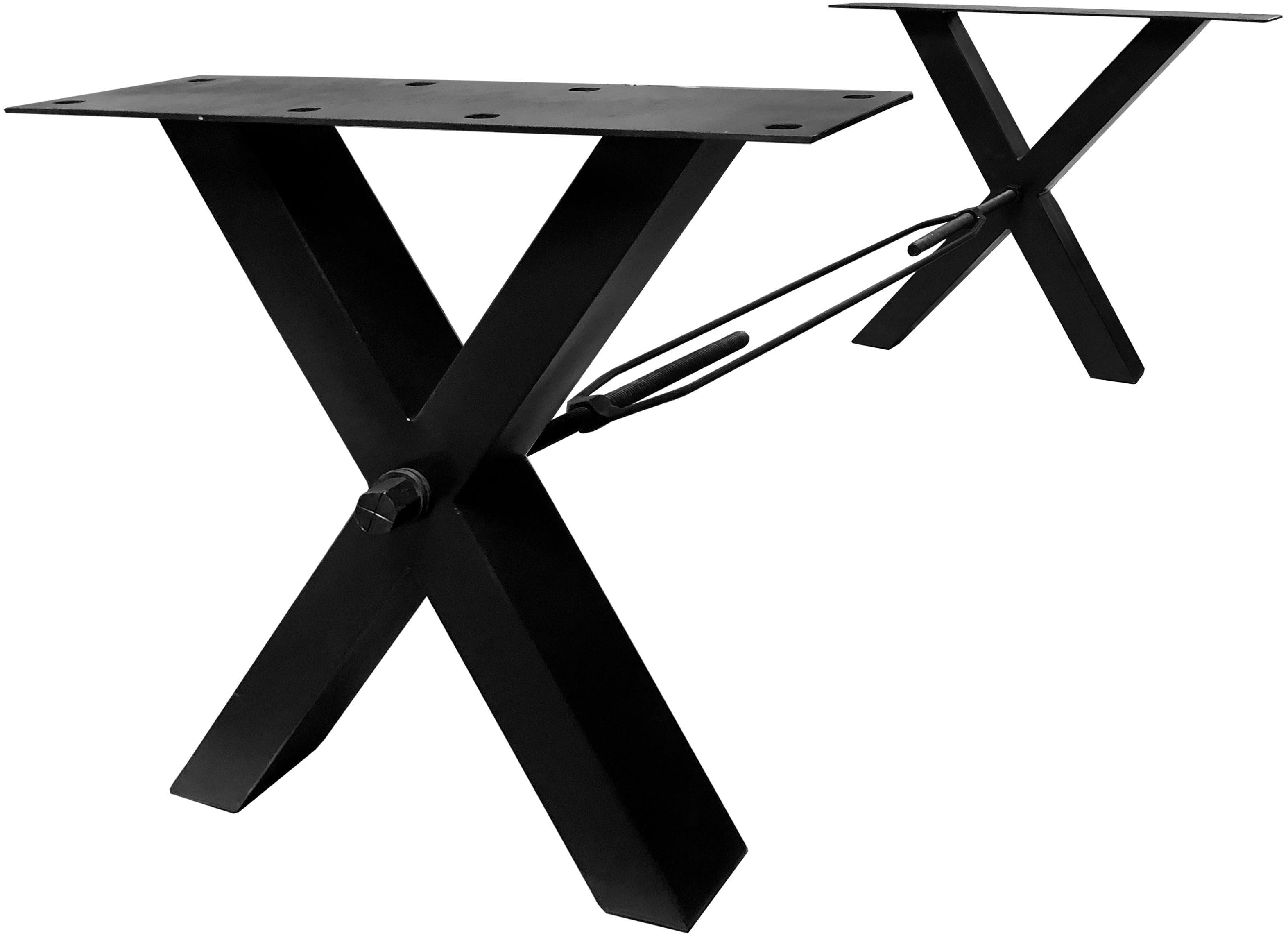 Industrial Tischbein aus Holz und Metall in grau und antikschwarz