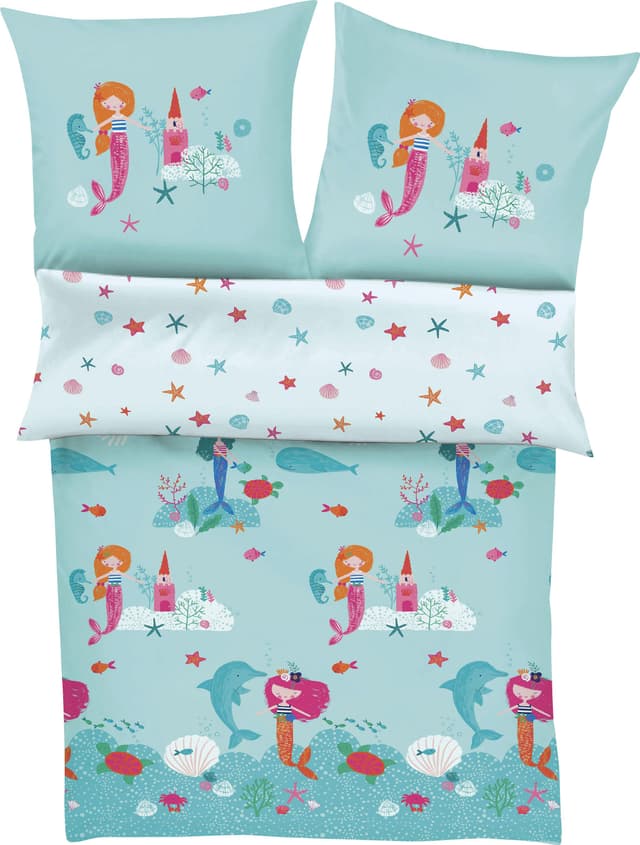 s.Oliver Junior Kinderbettwäsche Meerjungfrau Mako-Satin 2-Teilig