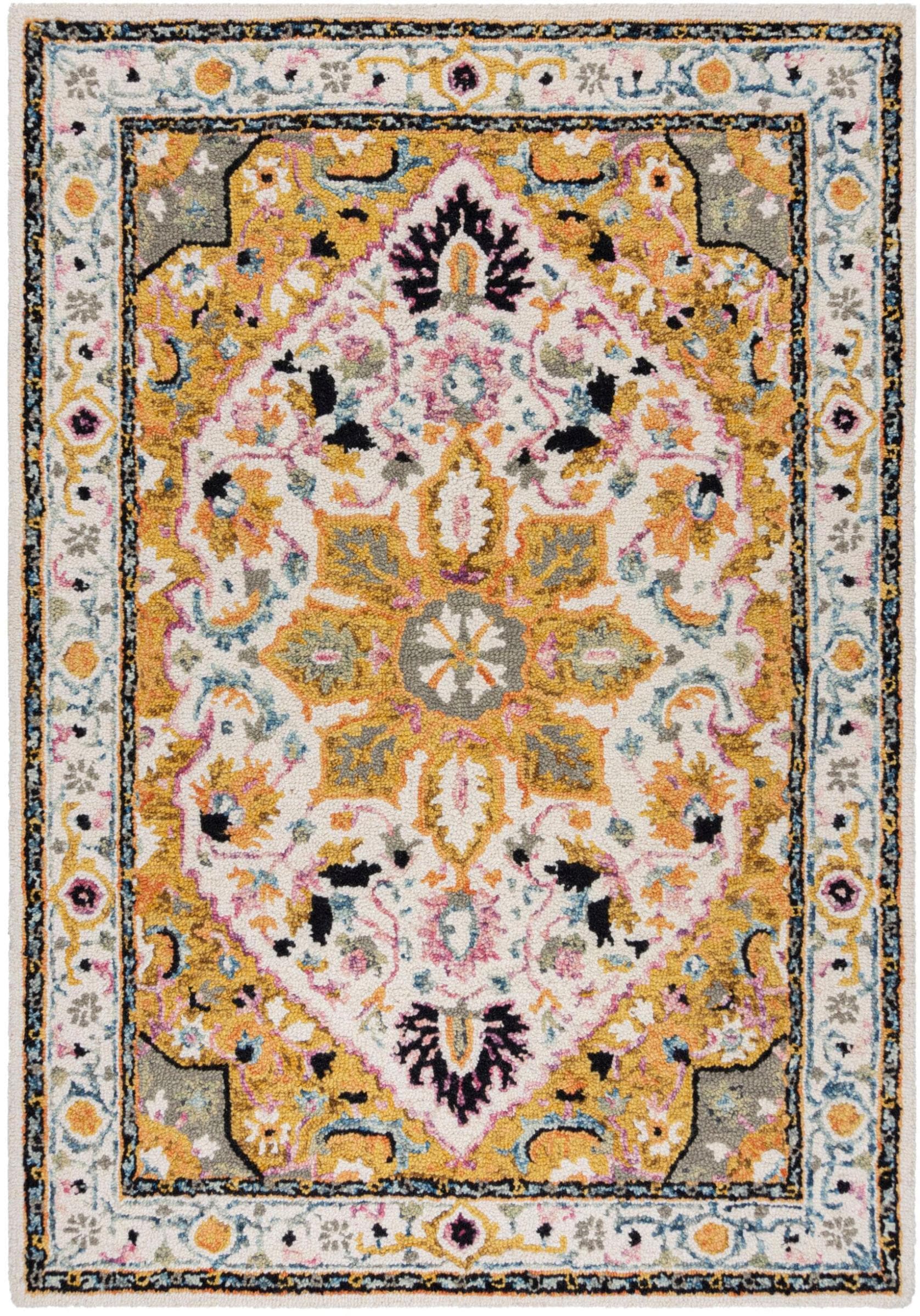 FLAIR RUGS Wollteppich Dahlia: Luxuriöser Heritage-Stil in Goldtönen